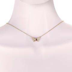 Van Cleef & Arpels Ruby Diamond Gold Butterfly Pendant Necklace