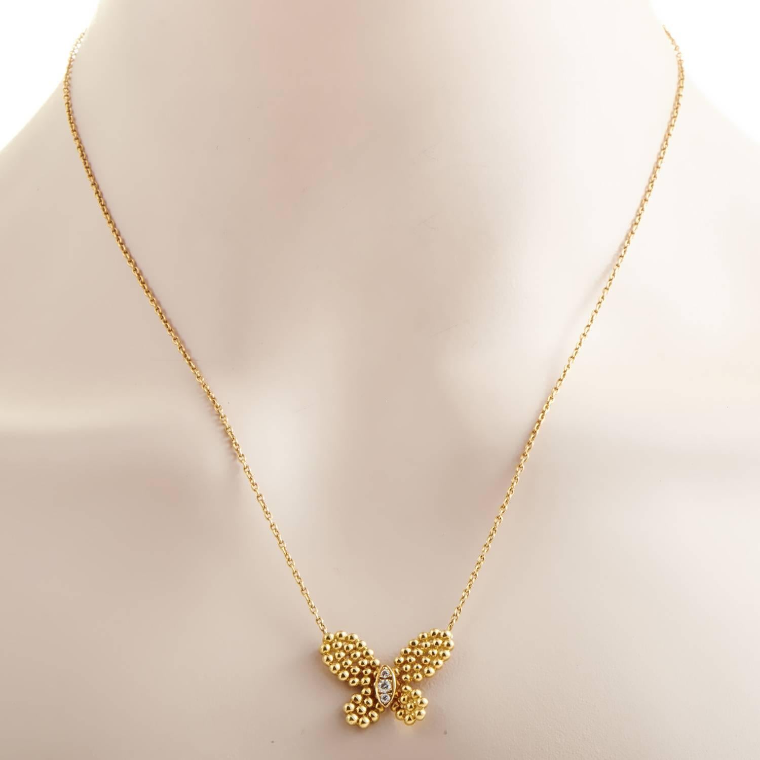 Women's Van Cleef & Arpels Diamond Gold Butterfly Pendant Necklace