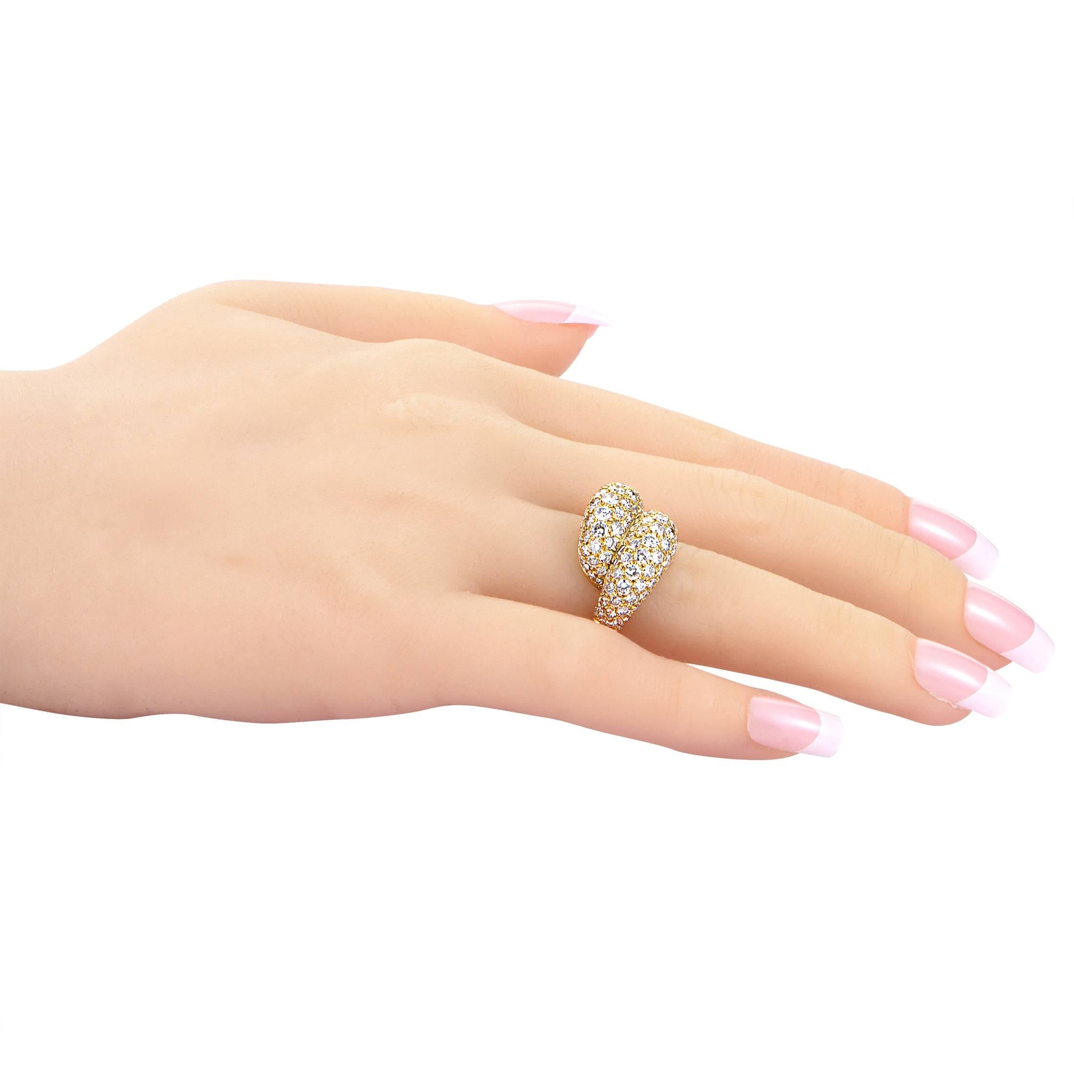 Women's Van Cleef & Arpels Diamond Pave Gold Bypass Ring