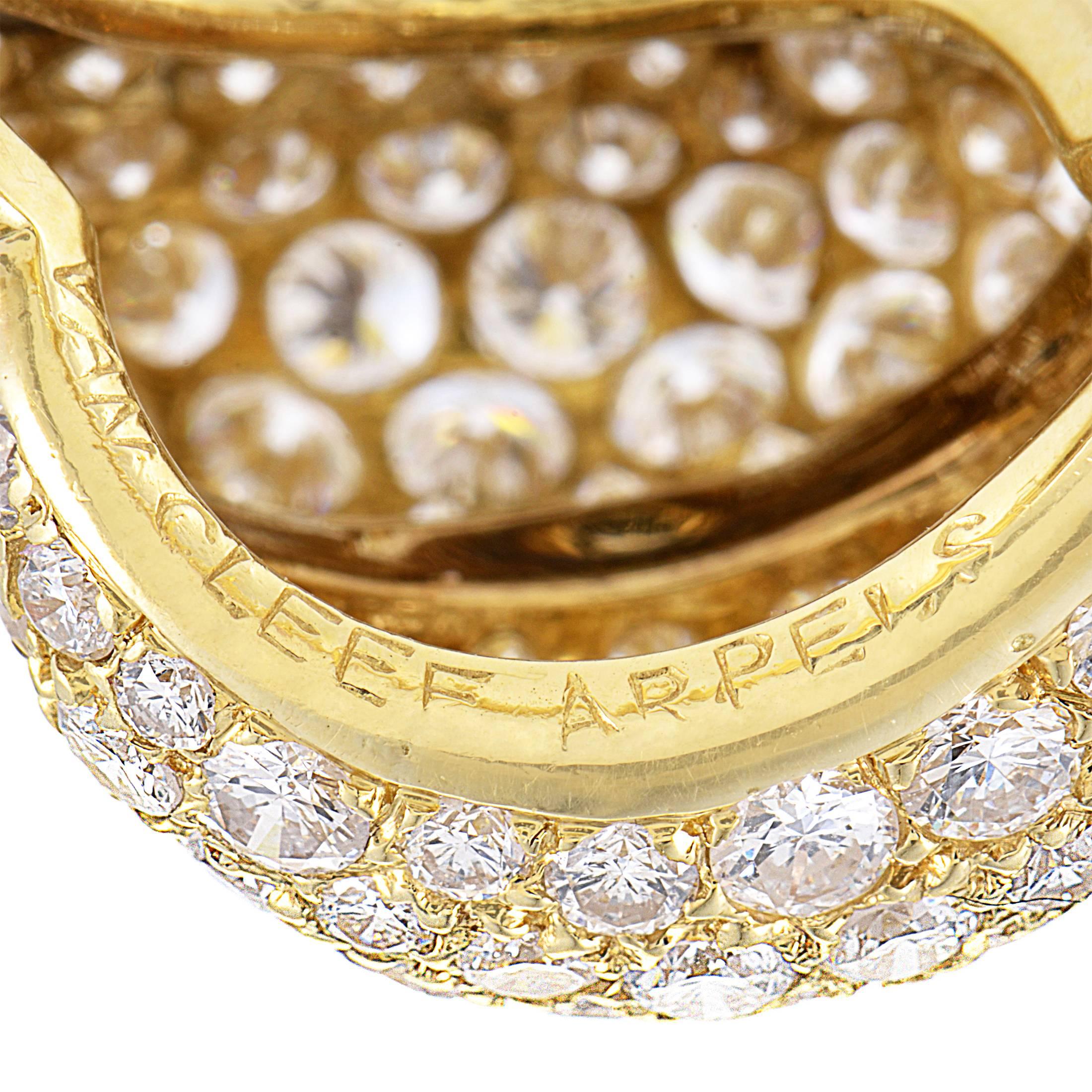 Van Cleef & Arpels Diamond Pave Gold Bypass Ring 1