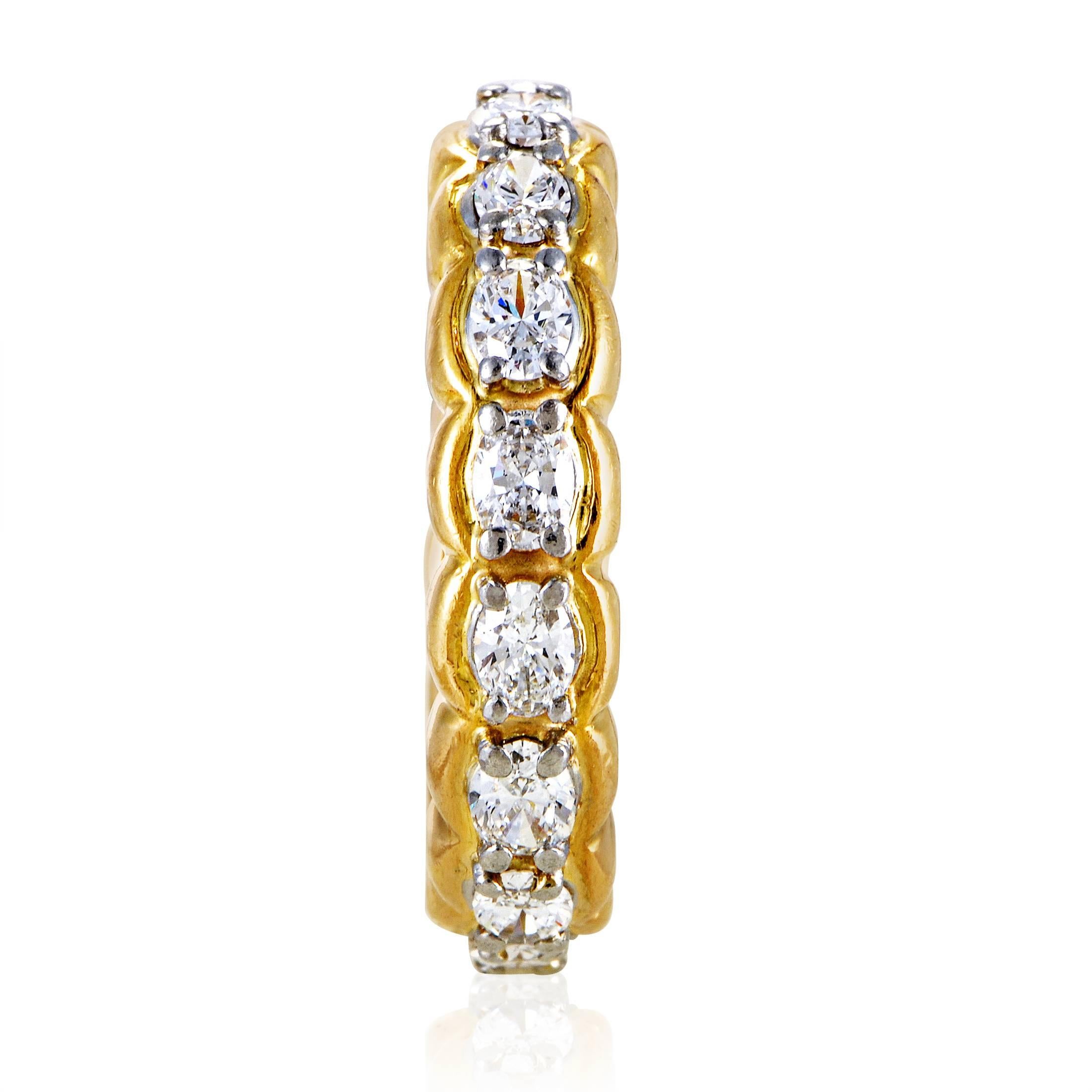 Oscar Heyman Diamond Yellow Gold Eternity Band Ring In Excellent Condition In Southampton, PA