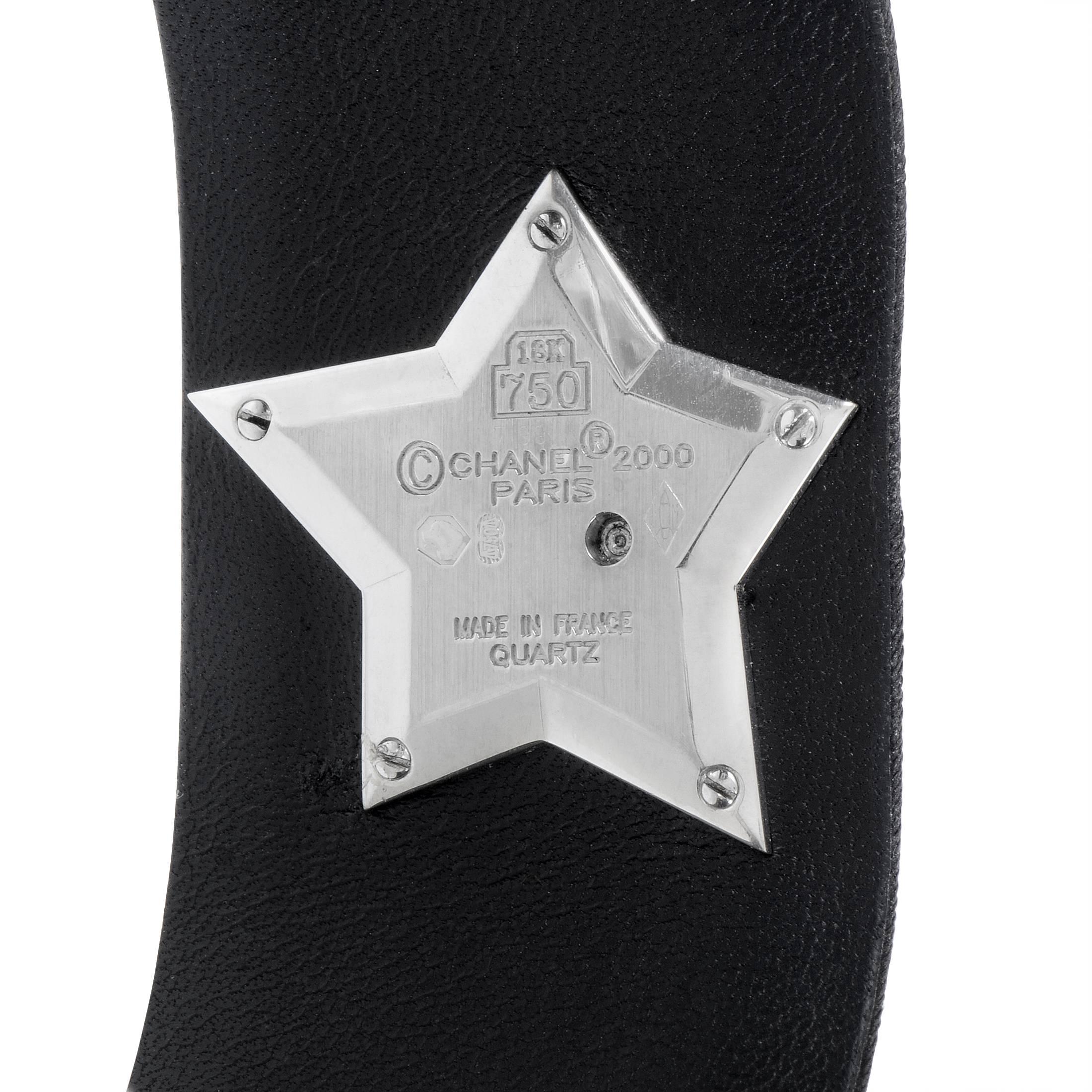 Chanel Comète  White Gold Diamond and Satin Cuff Watch In Excellent Condition In Southampton, PA