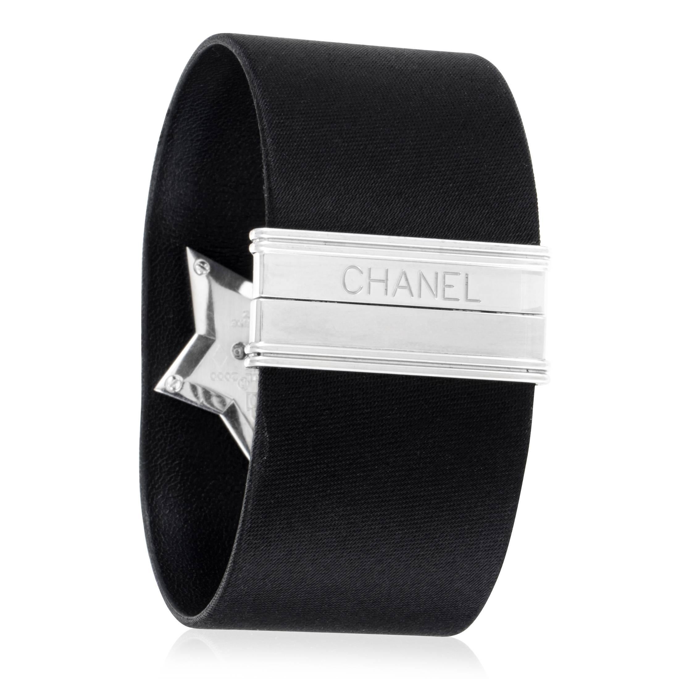 Women's Chanel Comète  White Gold Diamond and Satin Cuff Watch