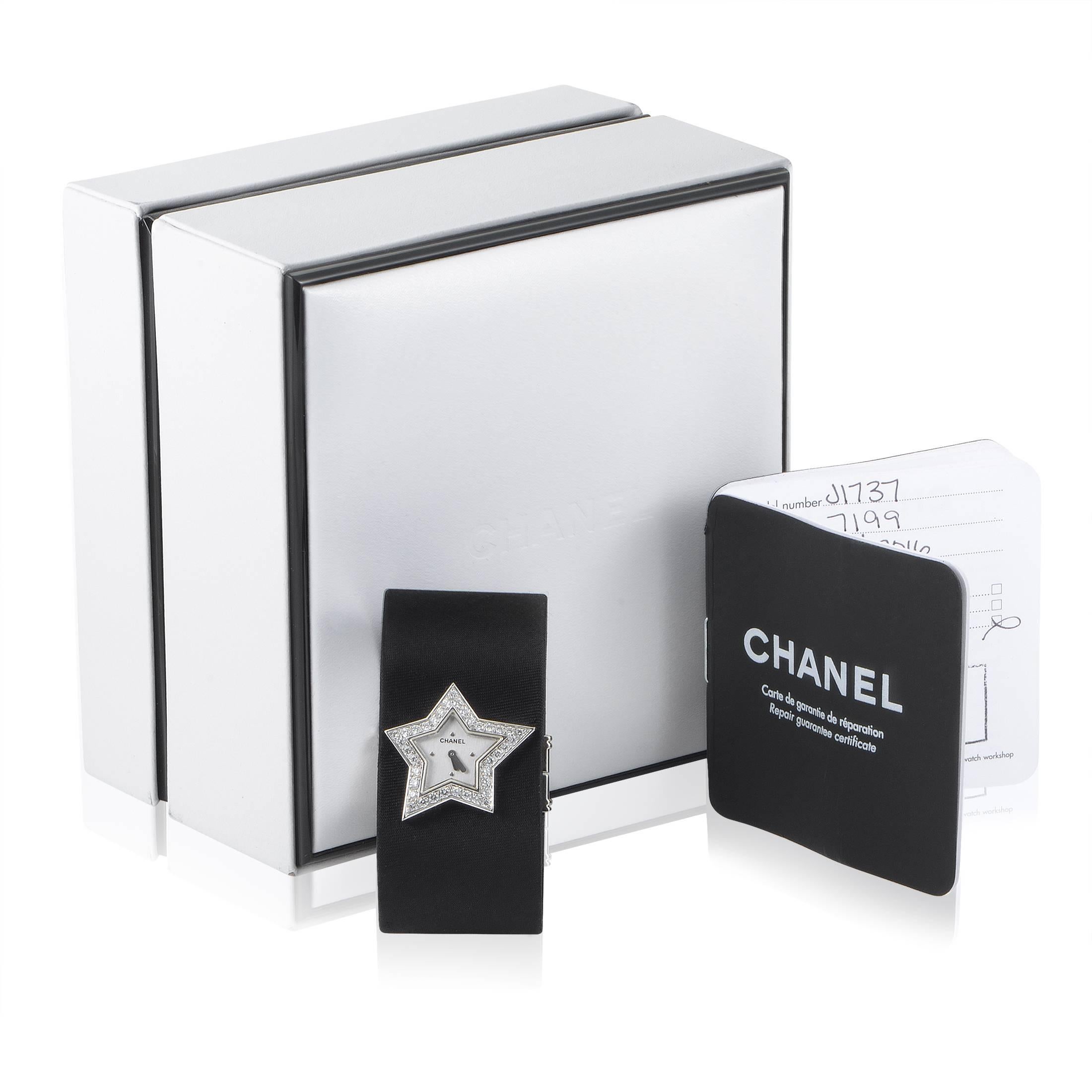 Chanel Comète  White Gold Diamond and Satin Cuff Watch 1