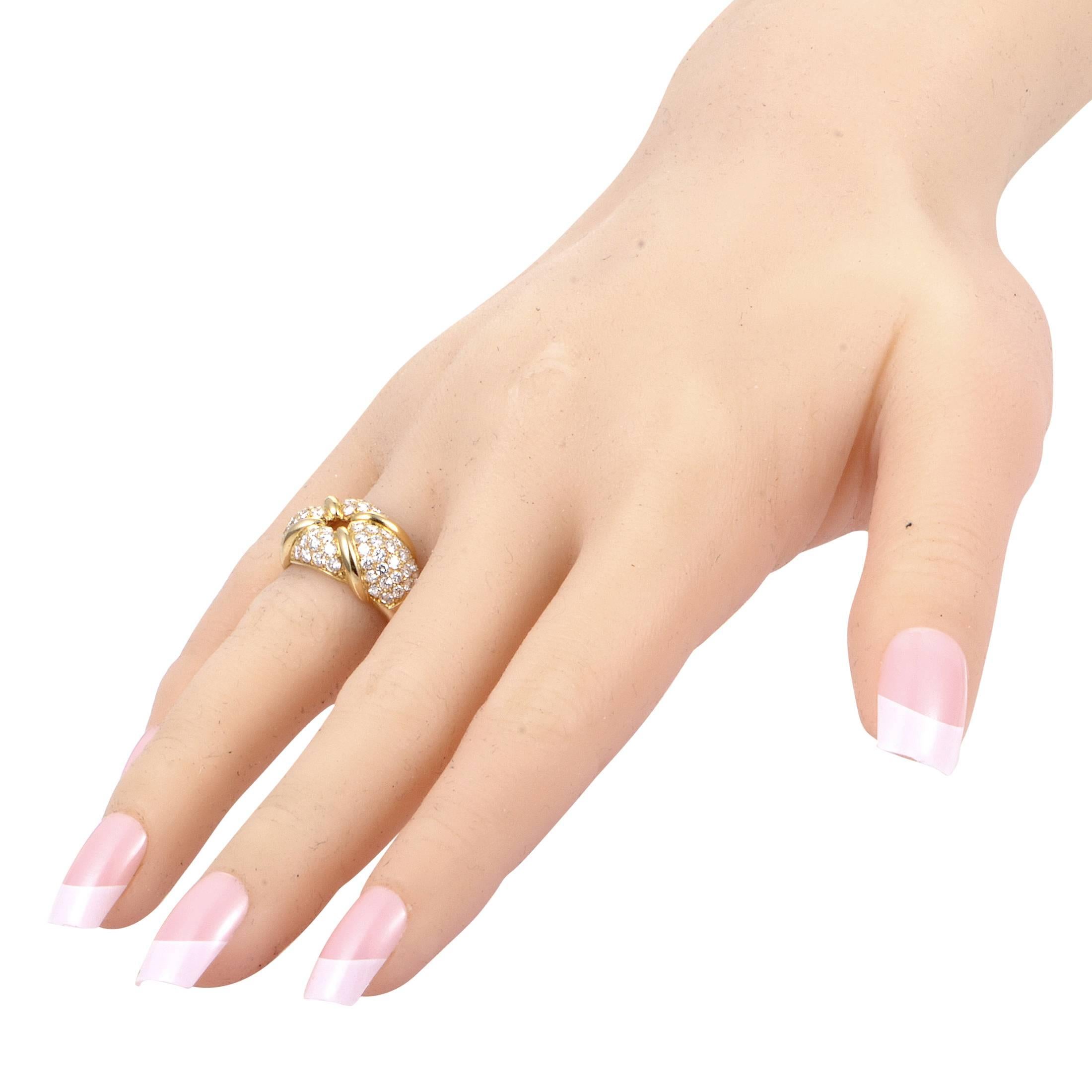 Women's Chaumet Yellow Gold Diamond Pave Ring