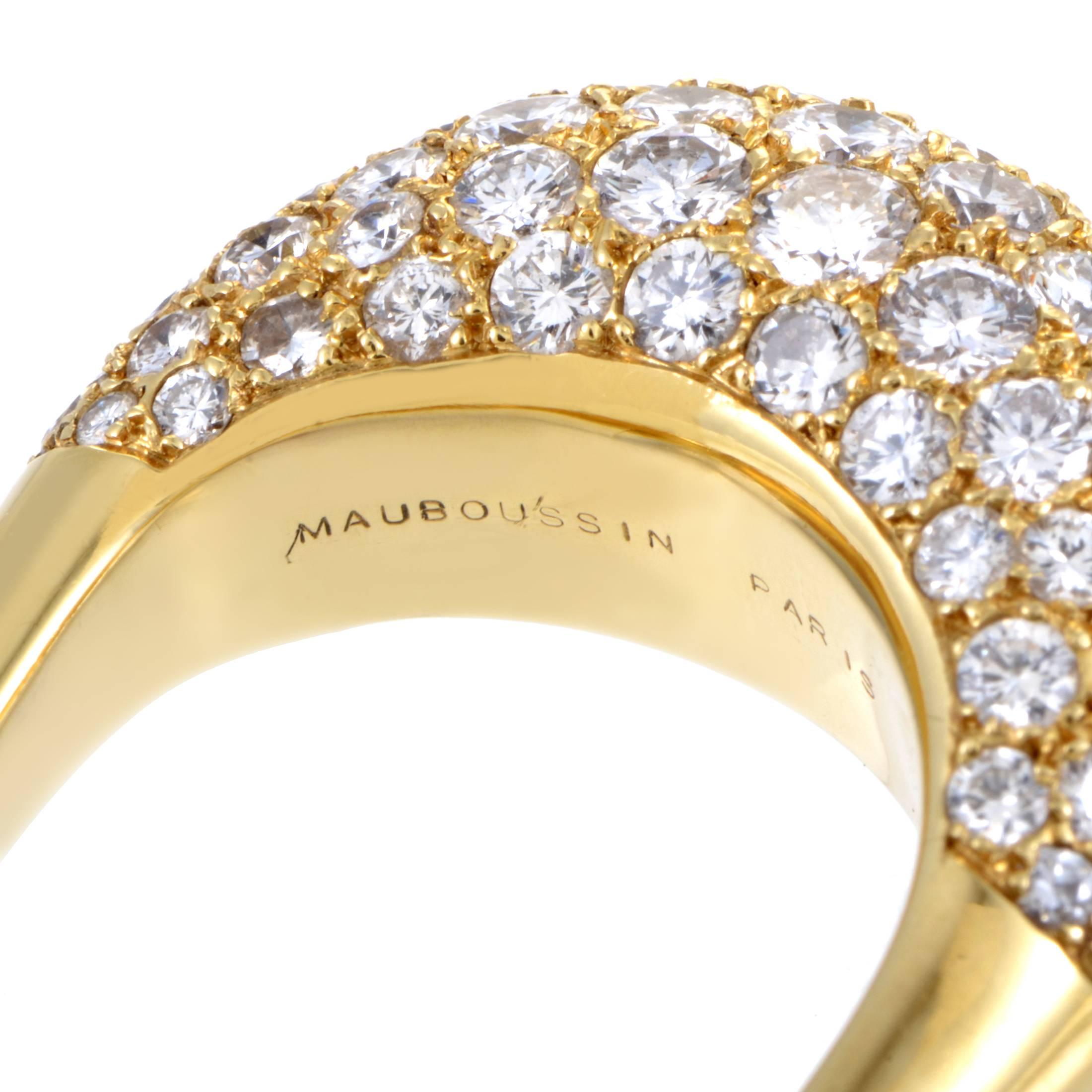 Mauboussin Yellow Gold Diamond and Tiger's Eye Band Ring 2