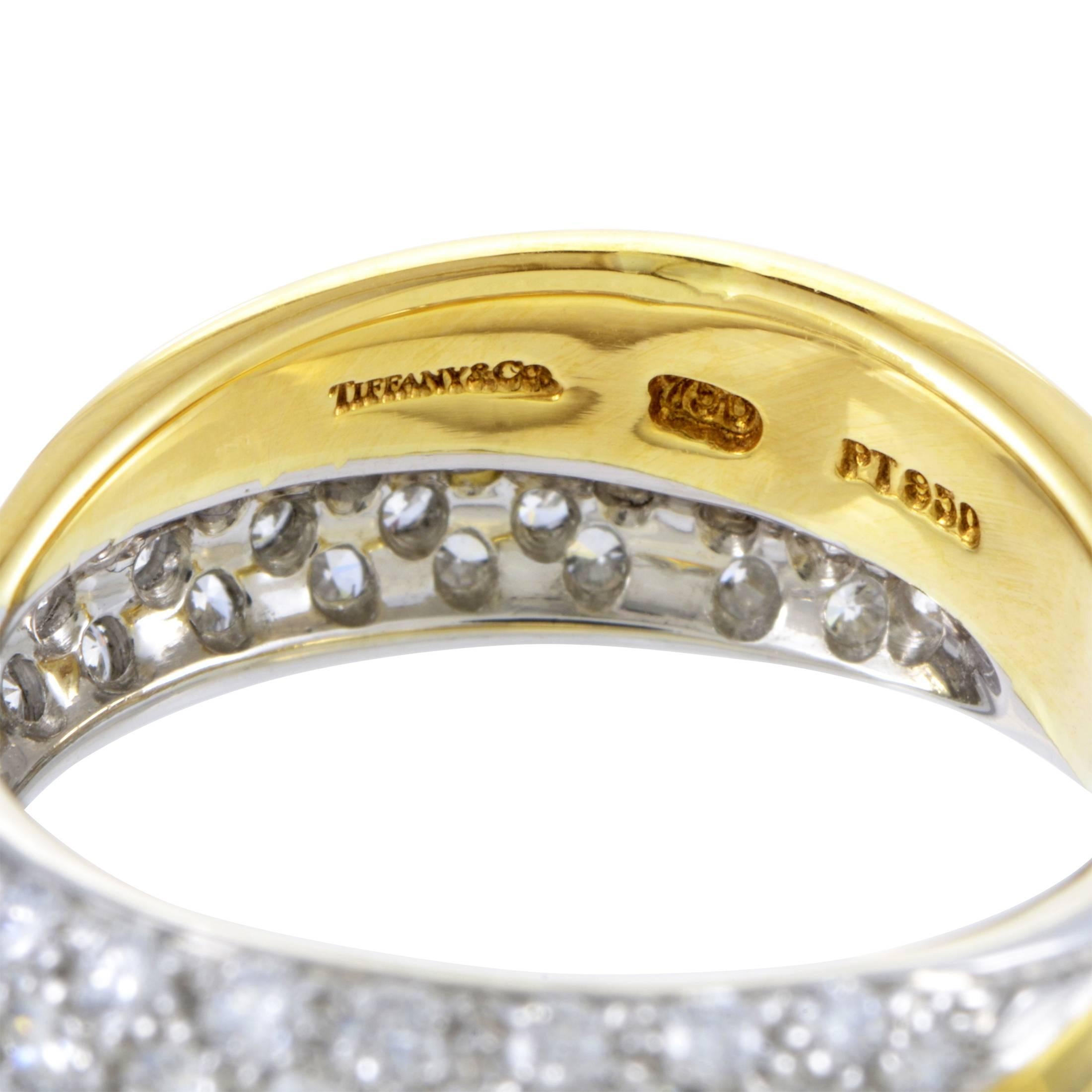 Tiffany & Co. Yellow Gold and Platinum Diamond Pave Band Ring 1