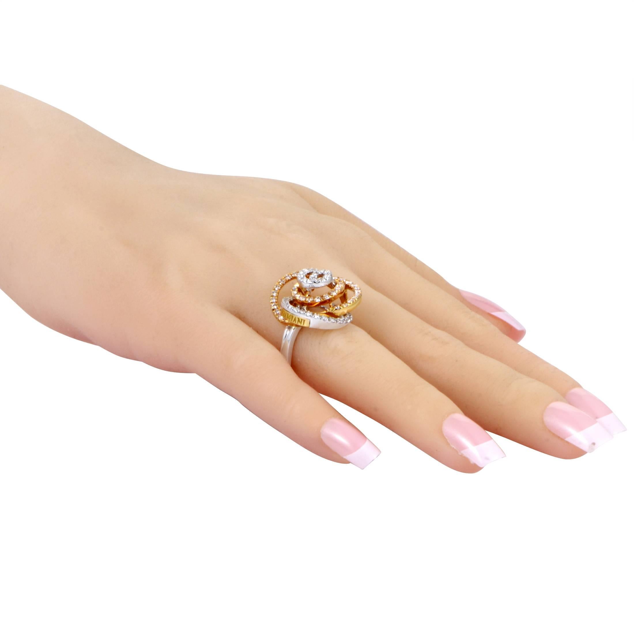 Women's Damiani White and Rose Gold Diamond Pave Swirls Ring