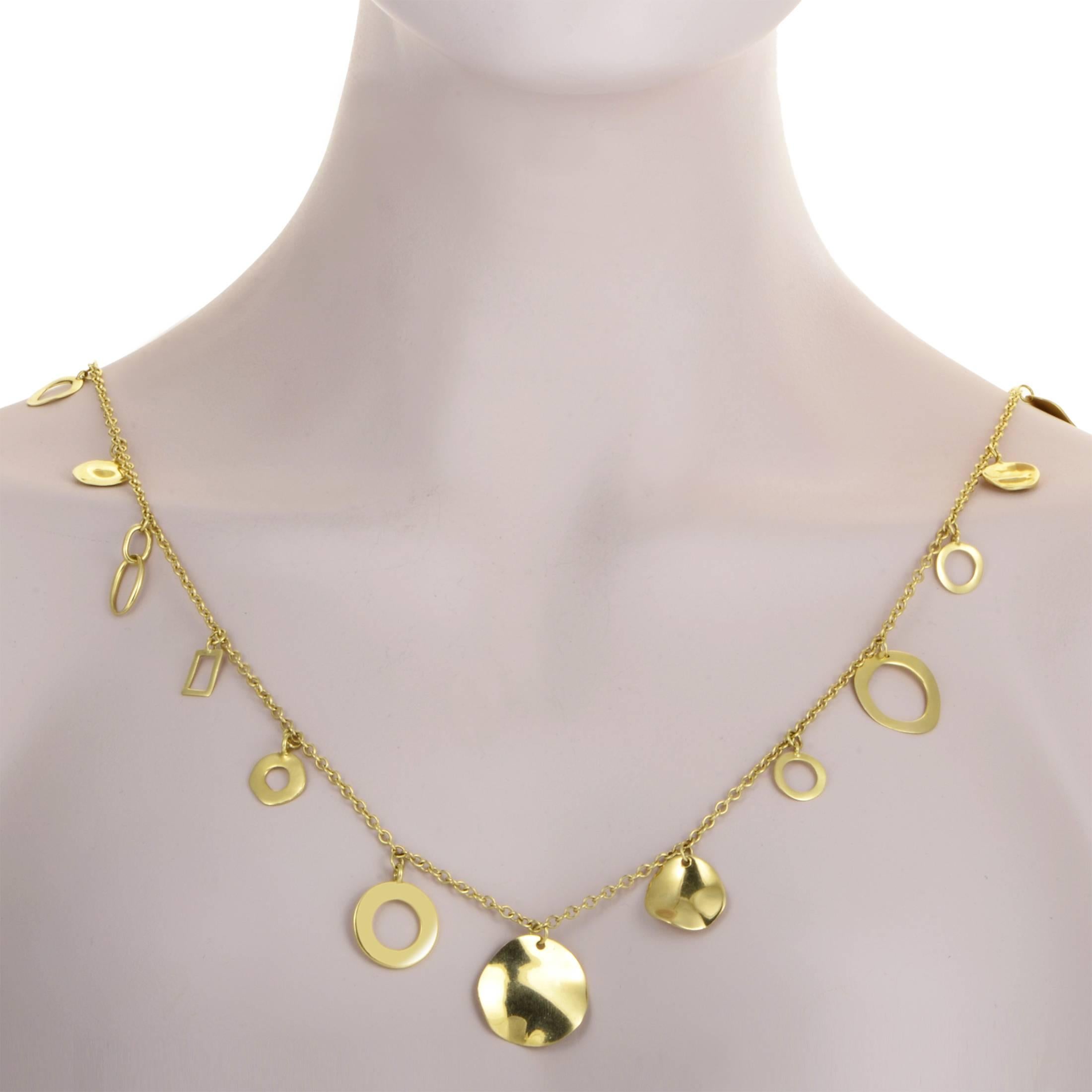 Presenting the luxurious and fabulous 18K yellow gold in many diverse shapes which all boast impeccable polish to enhance the inherent allure of this precious metal, Ippolita created this delightful necklace that boasts adorable charms along its