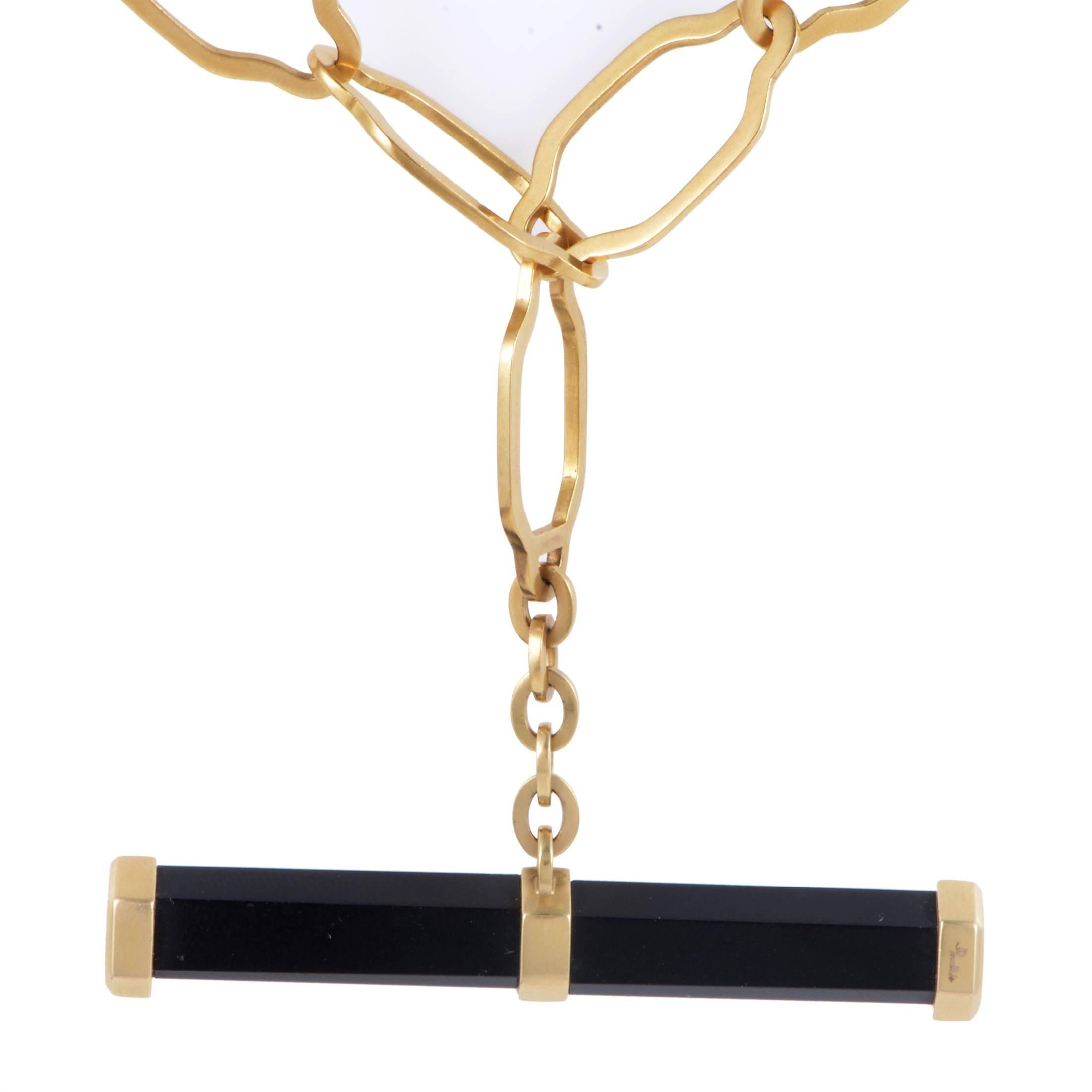 Pomellato Rose Gold Onyx Stick Pendant Necklace In Excellent Condition In Southampton, PA