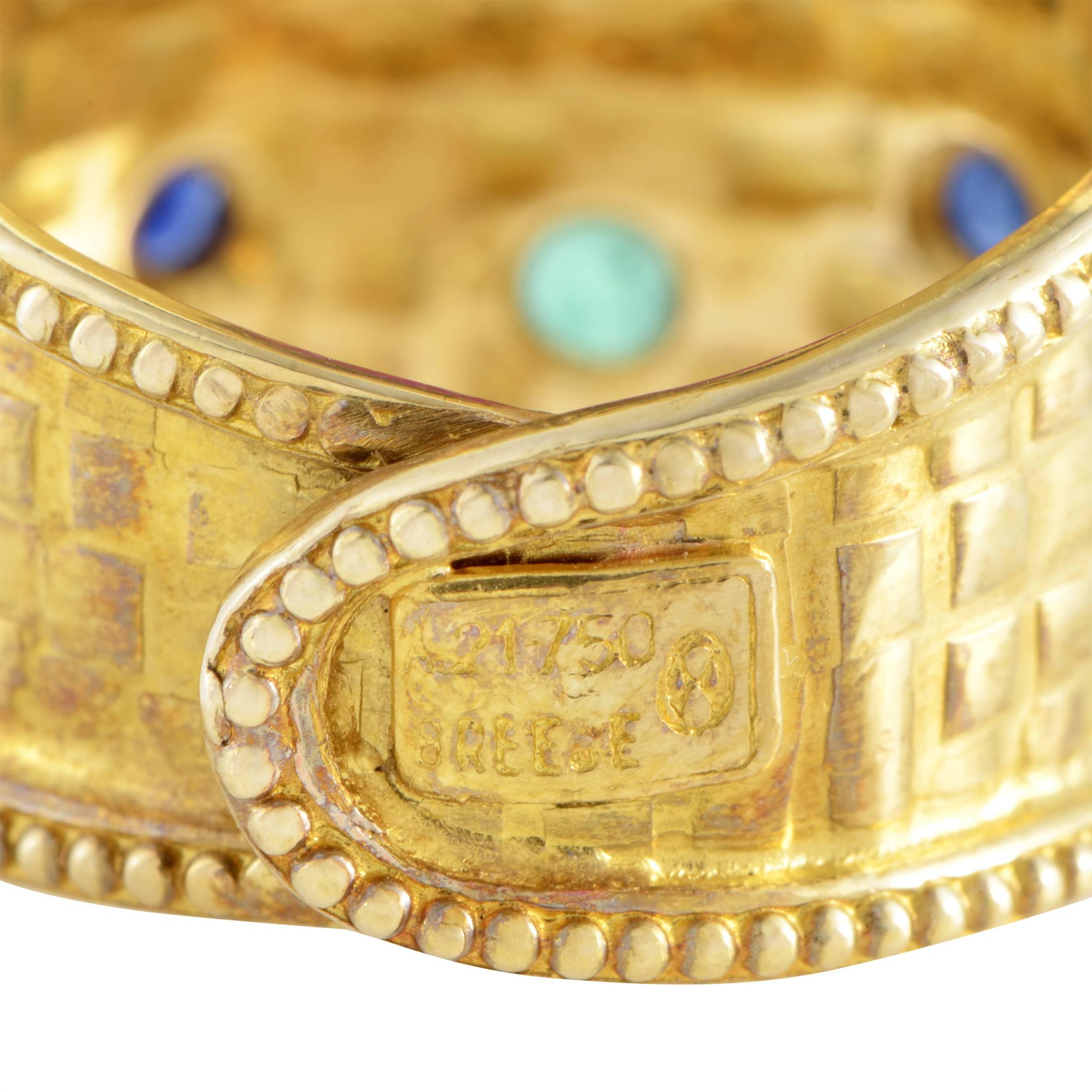 Ilias Lalaounis Yellow Gold Precious Gemstone Crown Ring 1