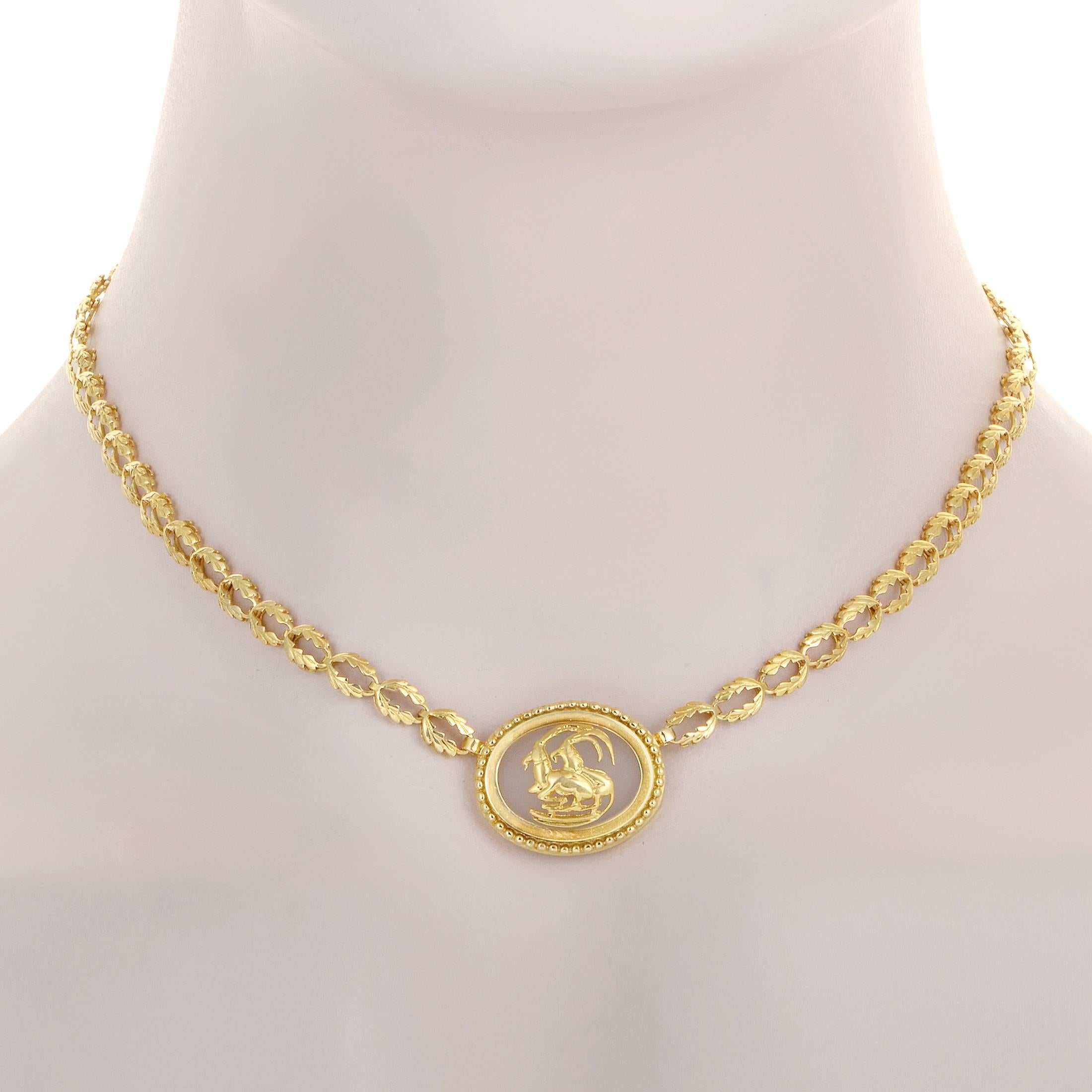Focusing purely on the fabulous inherent allure of 18K yellow gold and the extraordinary shapes created by exquisite crafting of this precious metal, Ilias Lalaounis presented this astonishing necklace that boasts a compelling design of the chain