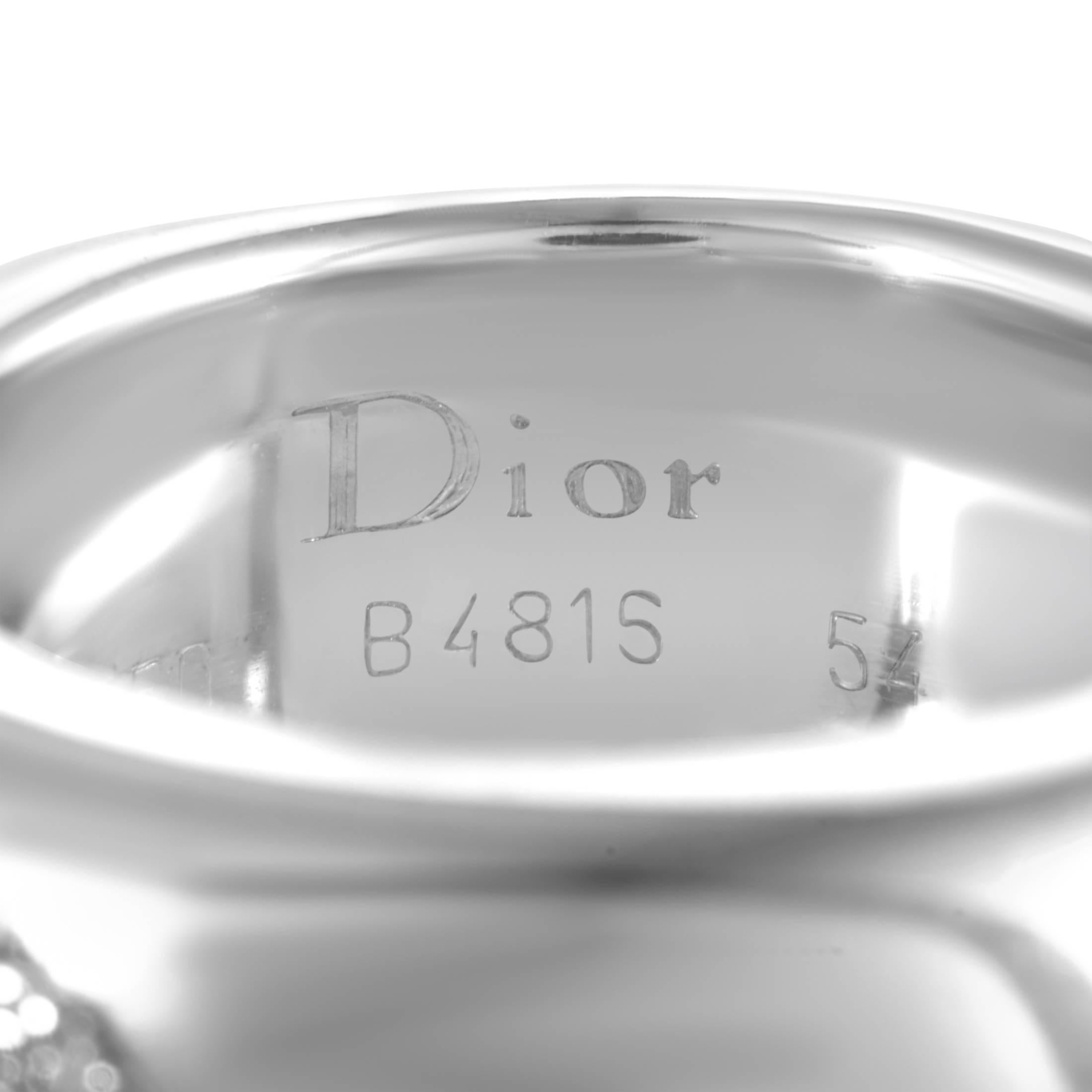 Dior White Gold Diamond Pave Signature Band Ring 1