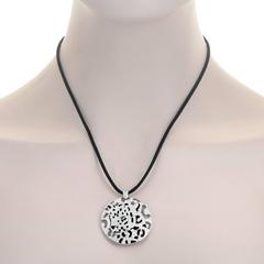 Cartier Panthere Diamond Pave Emerald Enameled White Gold Pendant Cord Necklace