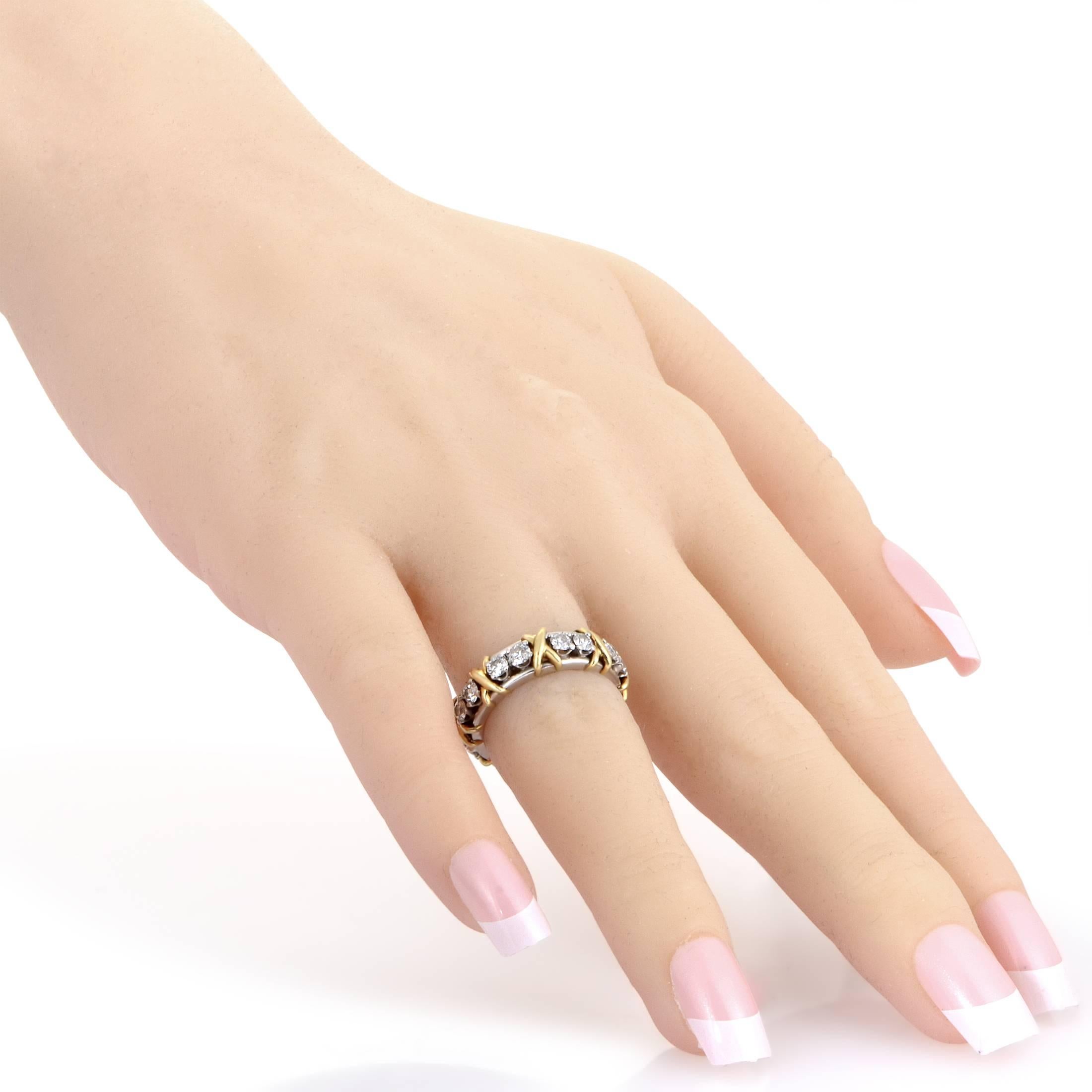 Women's Tiffany & Co. Schlumberger Diamond Platinum Yellow Gold Eternity Band Ring