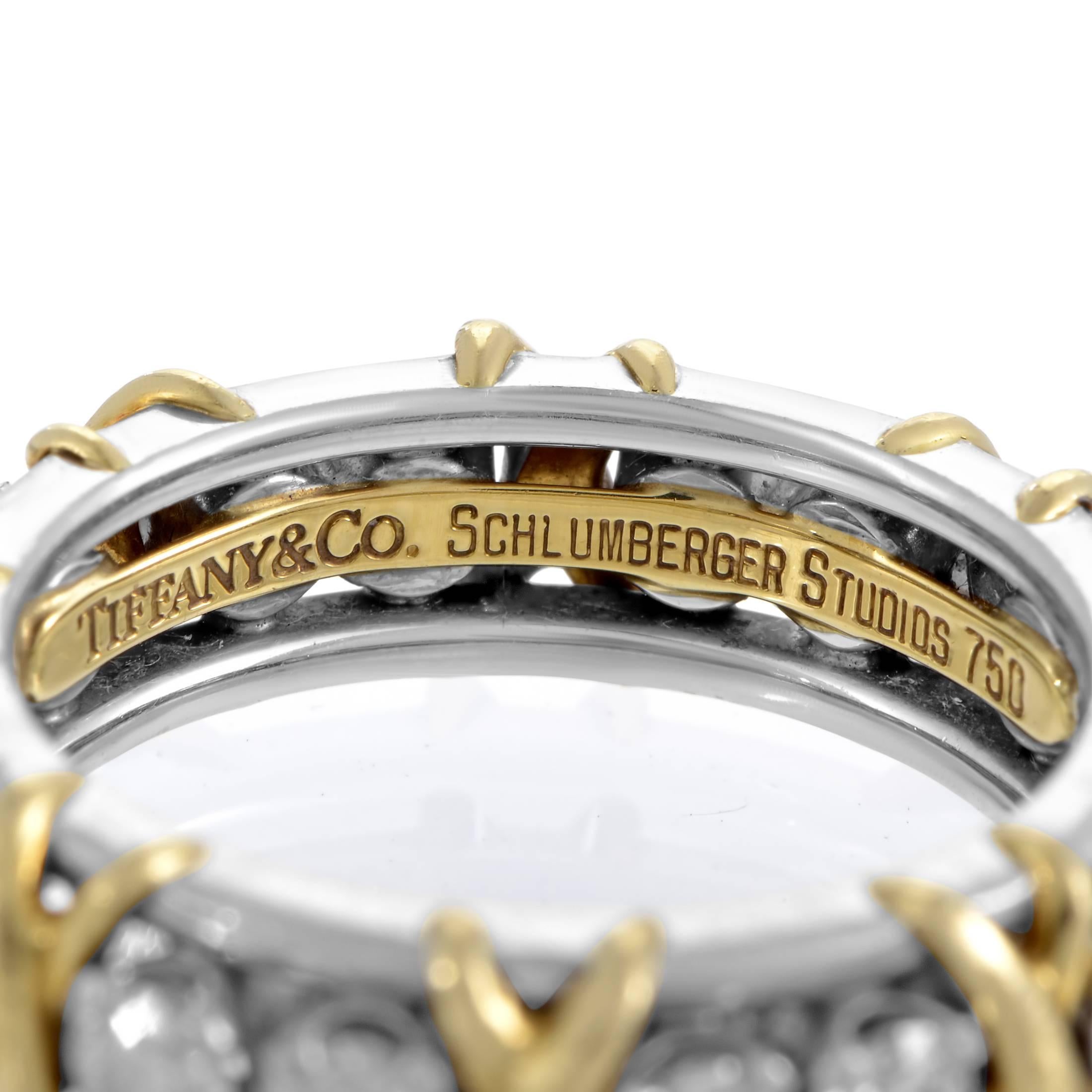 Tiffany & Co. Schlumberger Diamond Platinum Yellow Gold Eternity Band Ring 1
