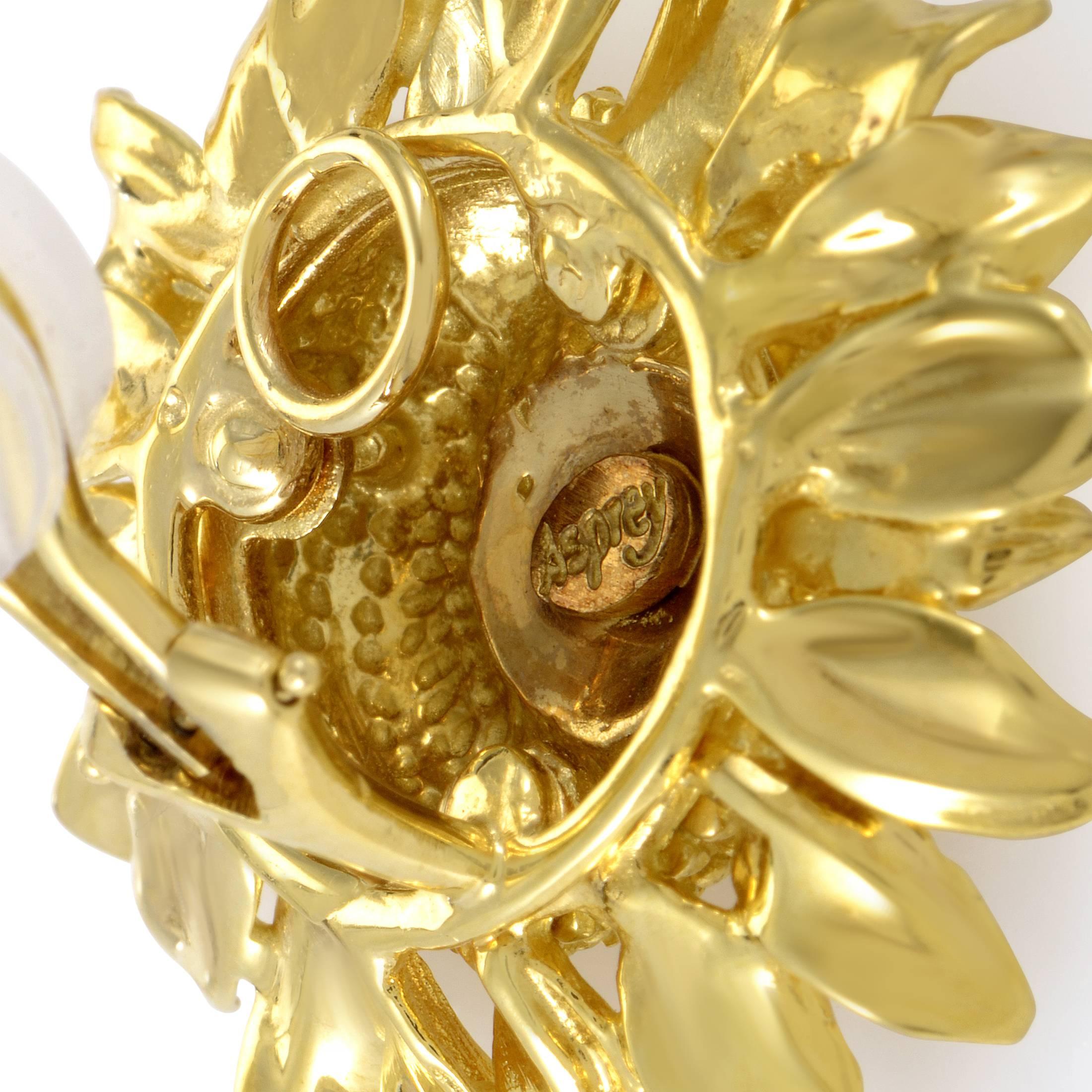 Asprey Yellow Gold Sunflower Clip-on Earrings In Excellent Condition In Southampton, PA