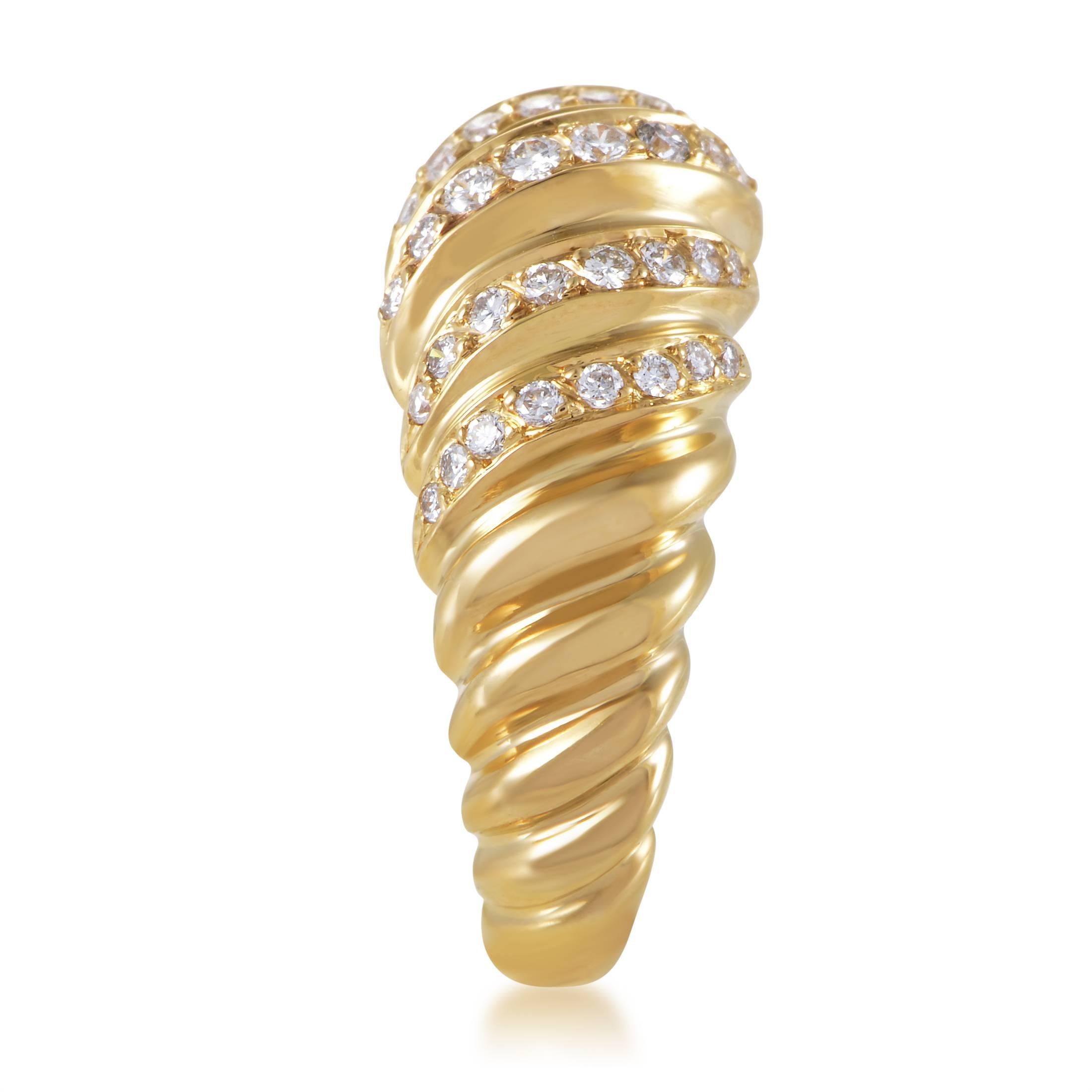 Cartier Diamant Gelbgold Ridged Band Ring im Zustand „Hervorragend“ in Southampton, PA