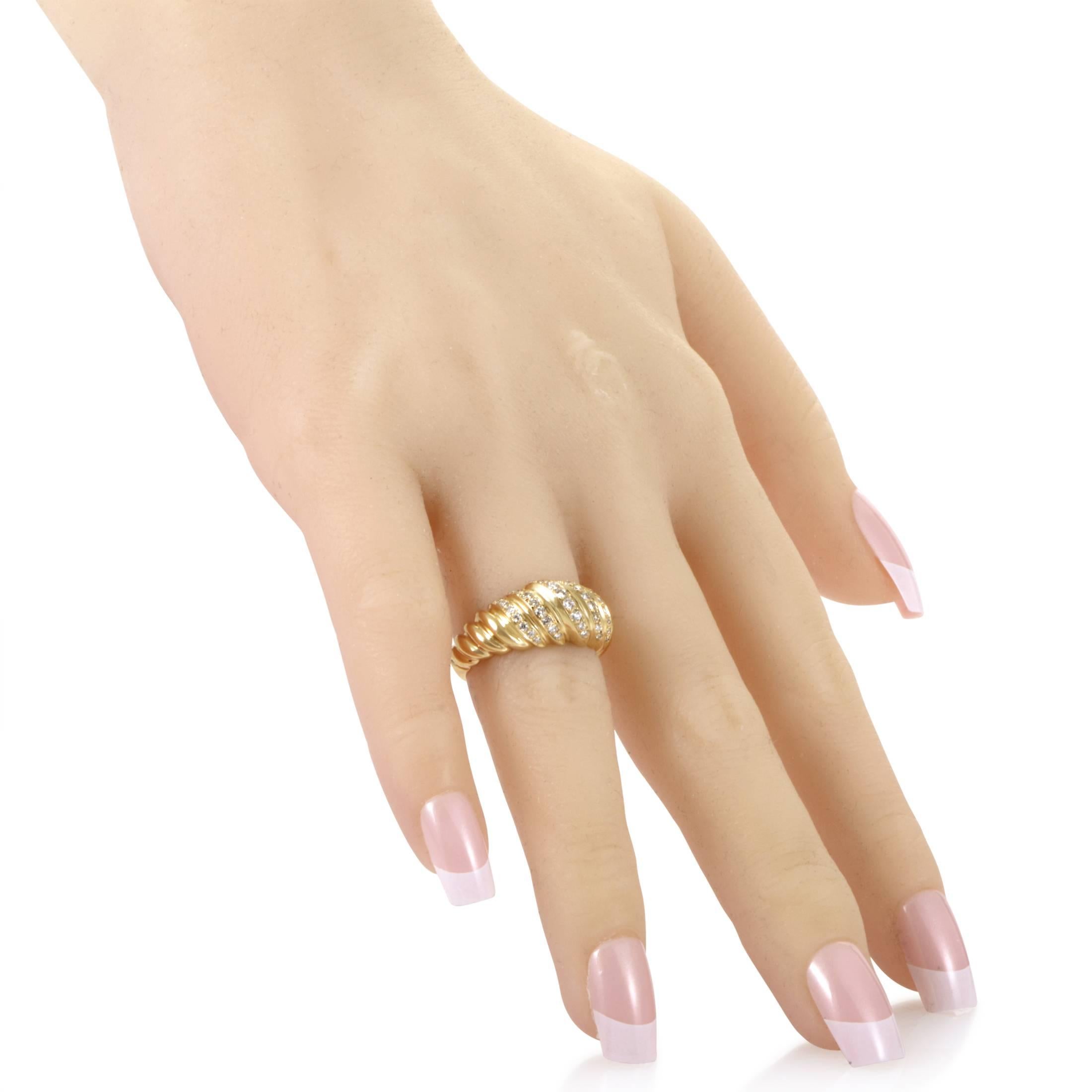 Cartier Diamant Gelbgold Ridged Band Ring Damen