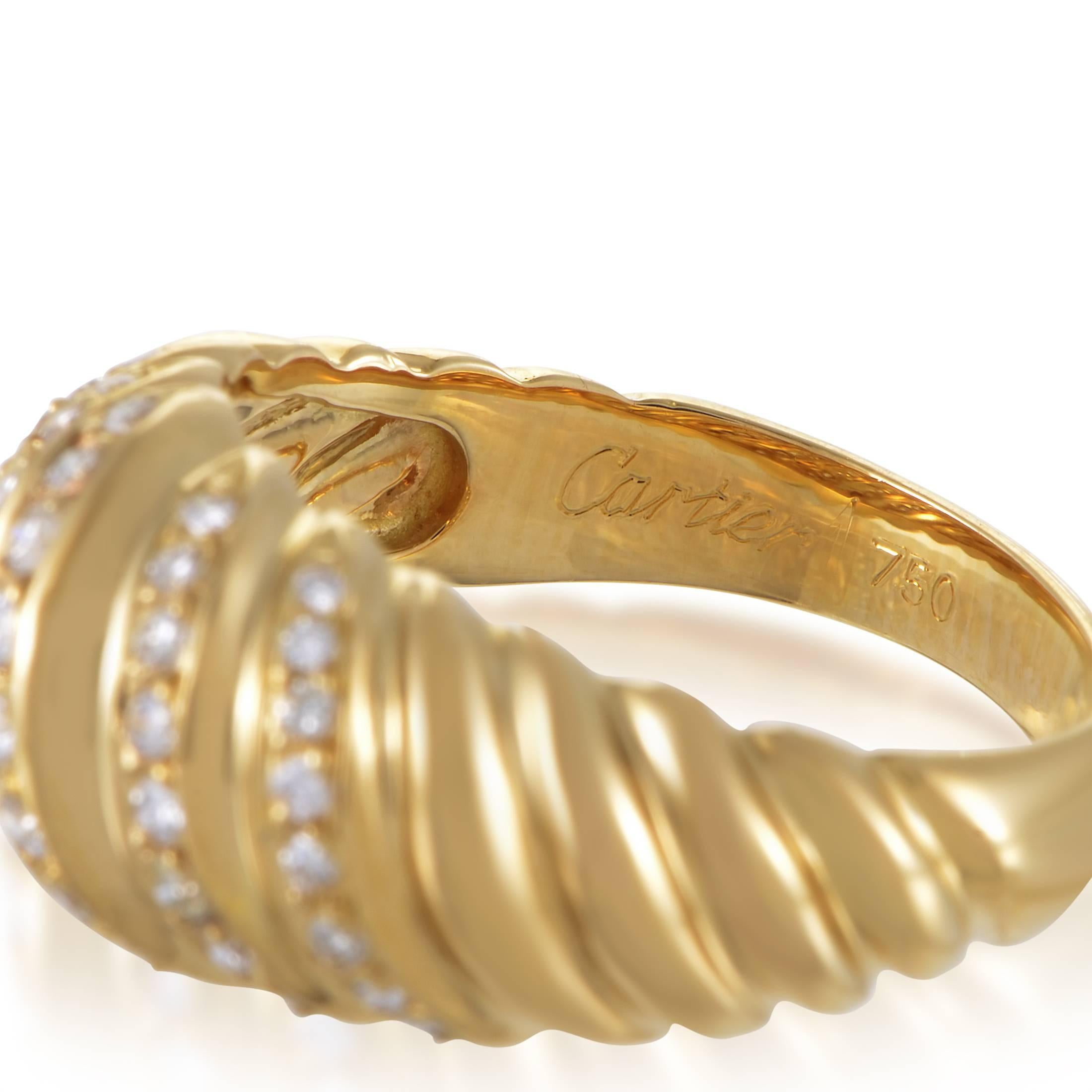 Cartier Diamant Gelbgold Ridged Band Ring 1