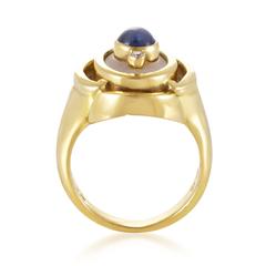 Ilias Lalaounis Yellow Gold Diamond Sapphire Frosted Glass Ring