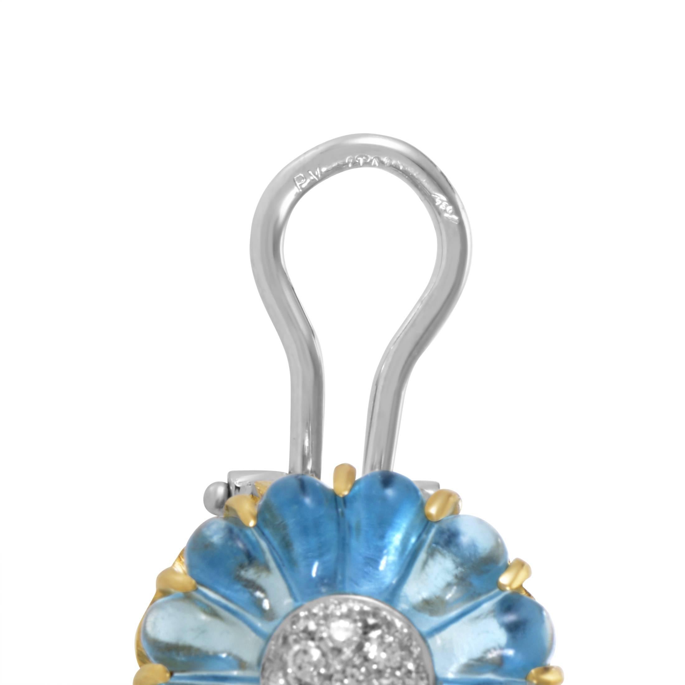 Women's Ponte Vecchio Diamond Topaz Multi-Tone Gold Flower Earrings