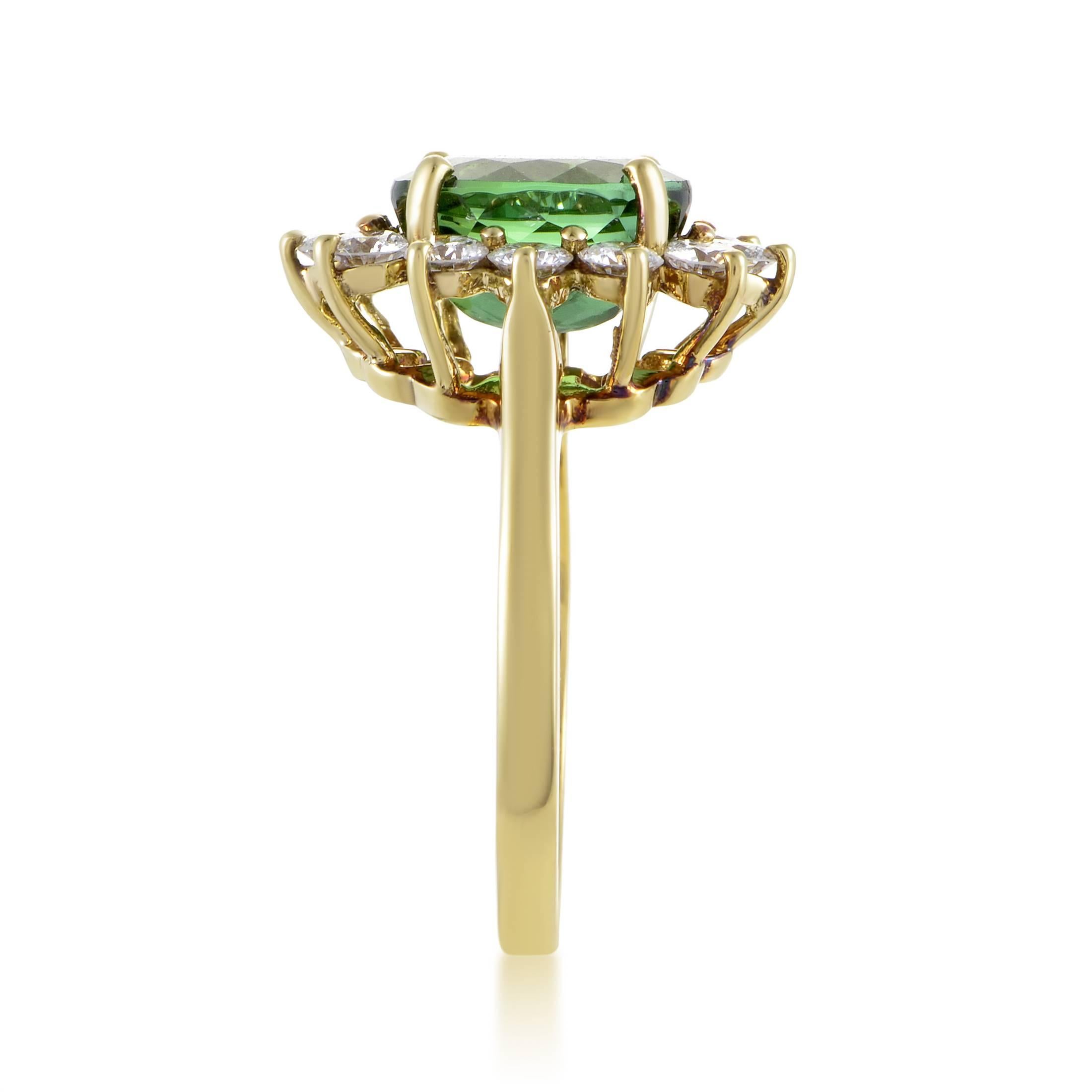 Tiffany & Co. Diamond Tourmaline Yellow Gold Ring In Excellent Condition In Southampton, PA