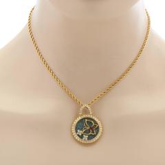 Waltham Diamond Ruby Opal Yellow Gold Pendant Necklace