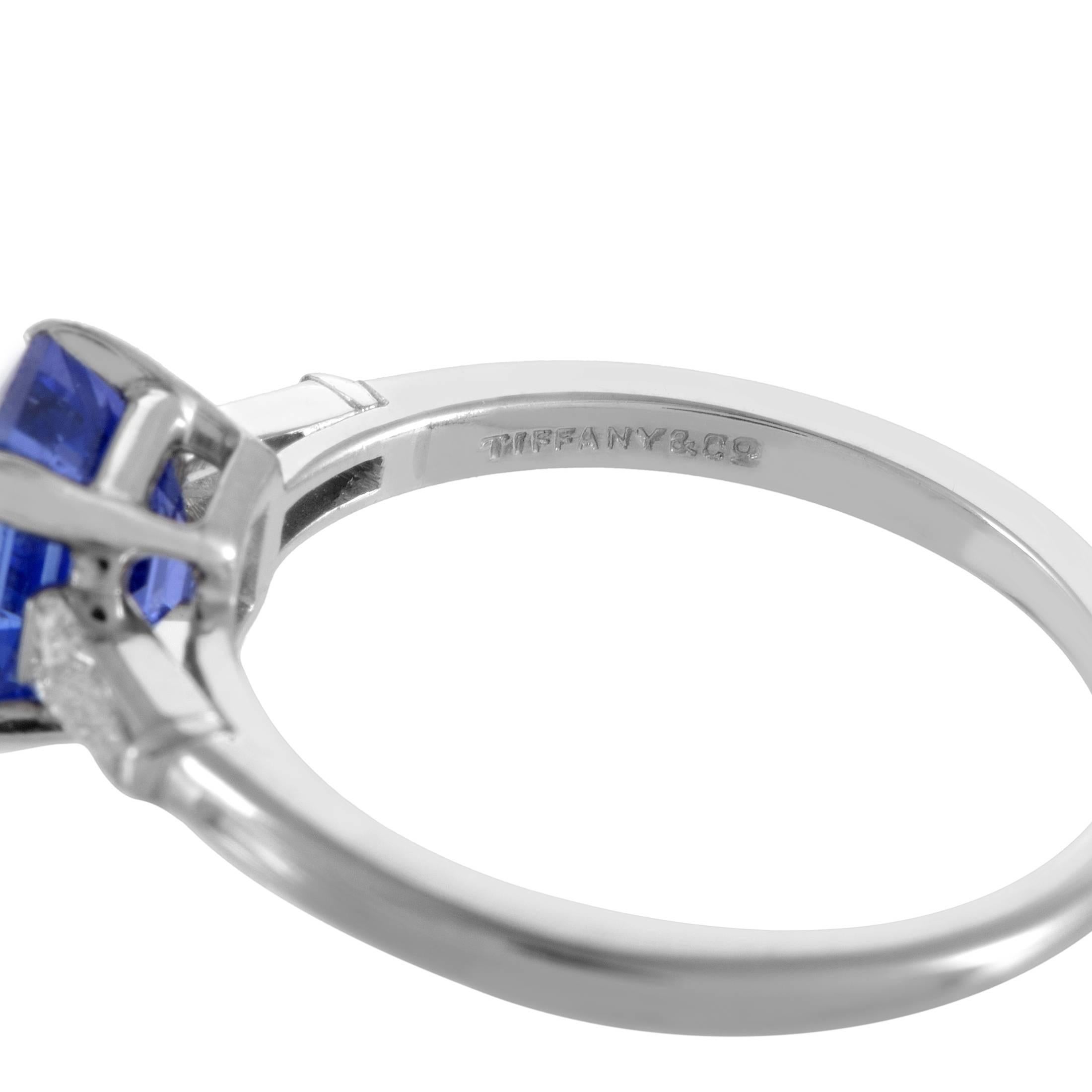 tanzanite ring with diamond baguettes