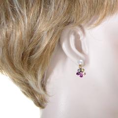 Bulgari Pearl Sapphire Diamond Gold Flower Earrings