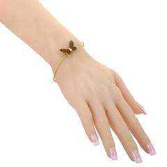 Van Cleef & Arpels Tiger's Eye Diamond Gold Butterfly Bangle Bracelet