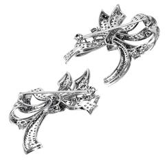 Full Diamond Pave Gold Bow Brooch Set