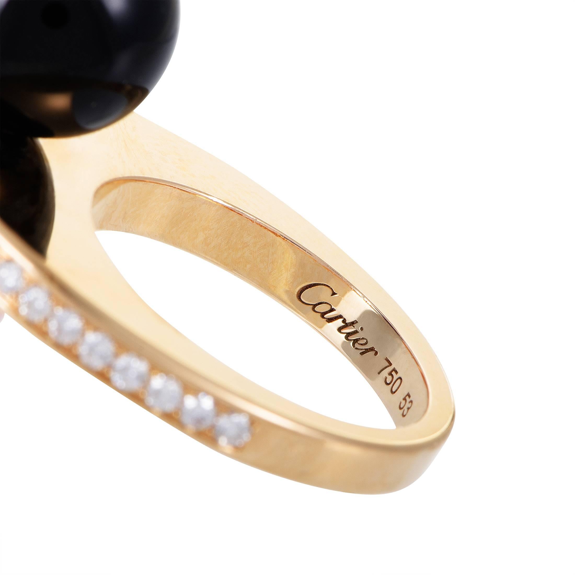 Cartier Les Delices de Goa Quartz Onyx Rose Diamond Gold Ring 1