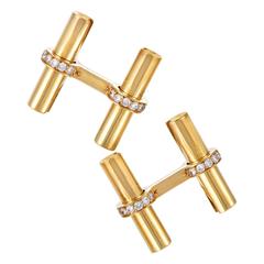Cartier Diamond Gold Stick Cufflinks