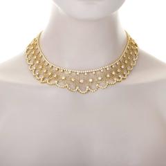 Piaget Diamond Gold Lace Bib Necklace
