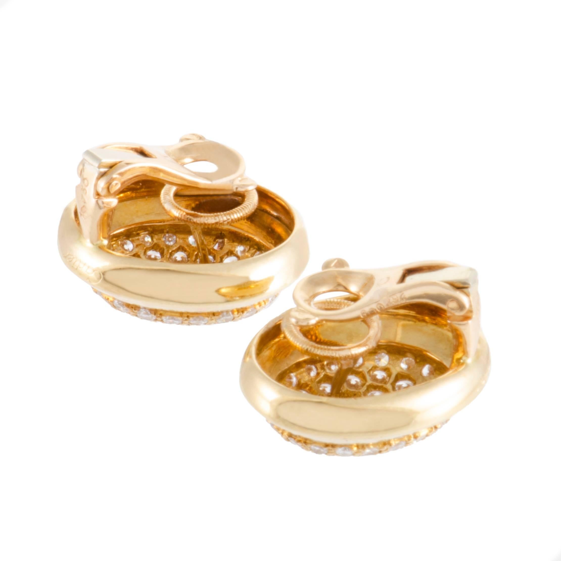 Cartier Diamond Pave Yellow Gold Clip-on Earrings In Excellent Condition In Southampton, PA