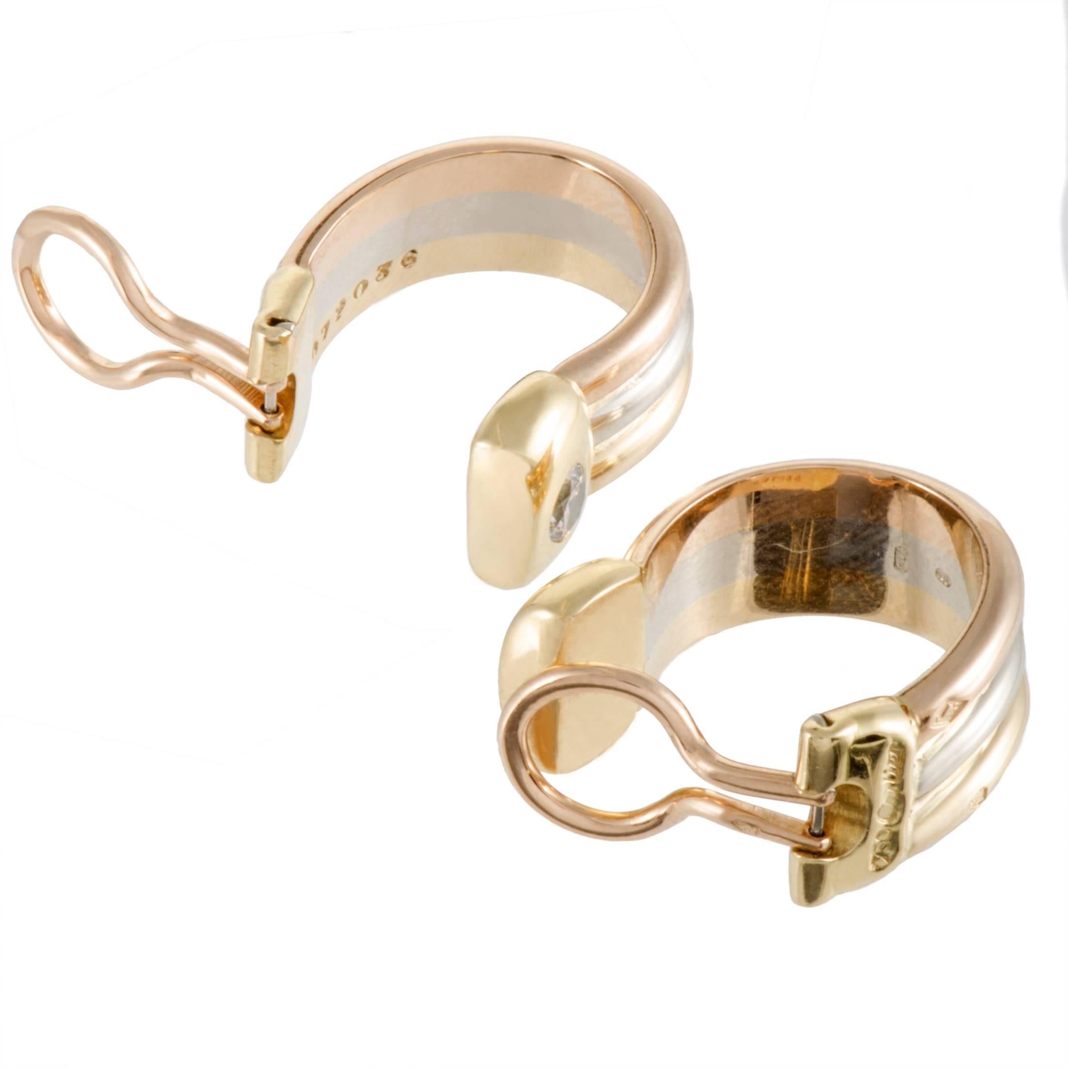 Cartier Trinity Diamond Yellow Gold Clip-on Earrings In Excellent Condition In Southampton, PA