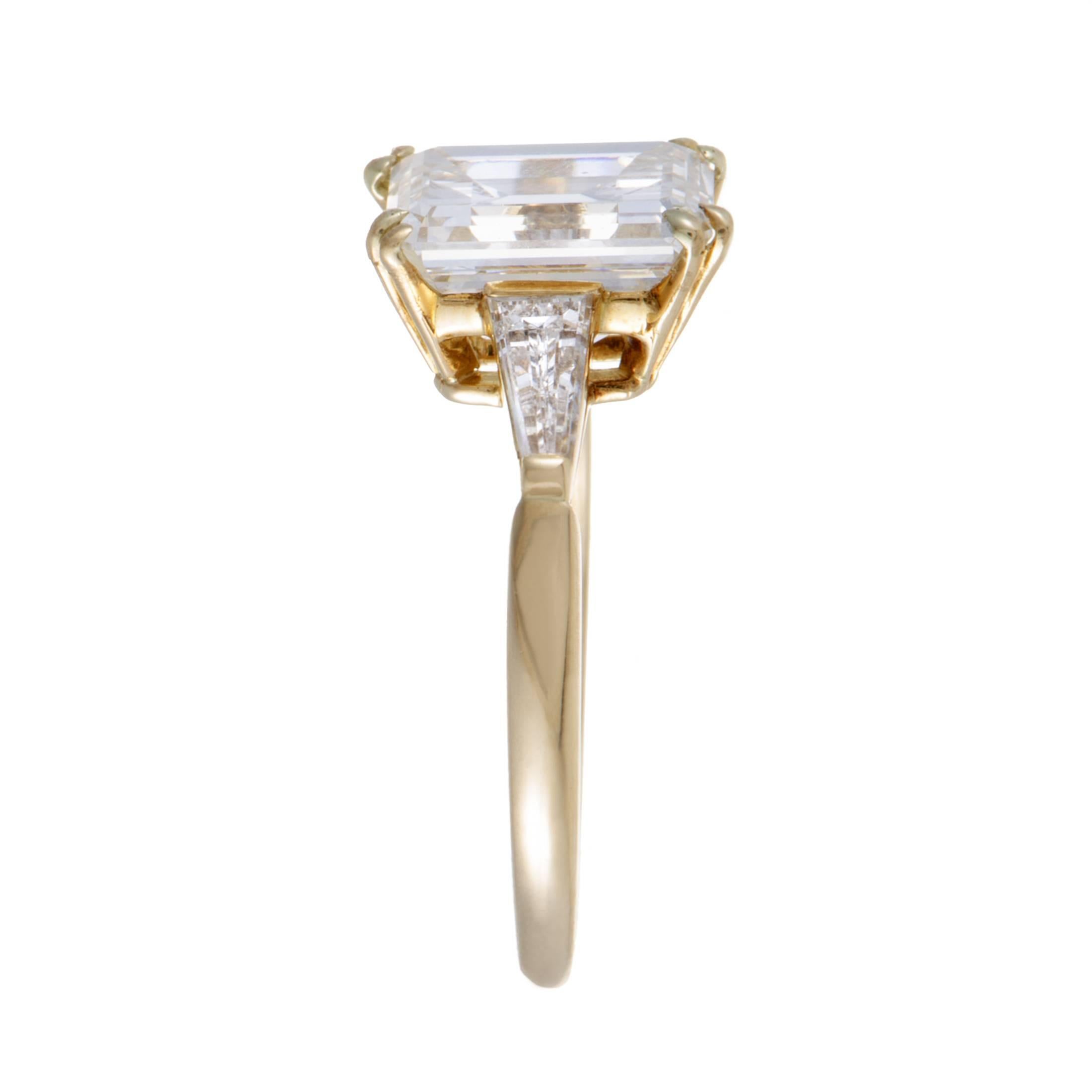 emerald cut with baguettes yellow gold