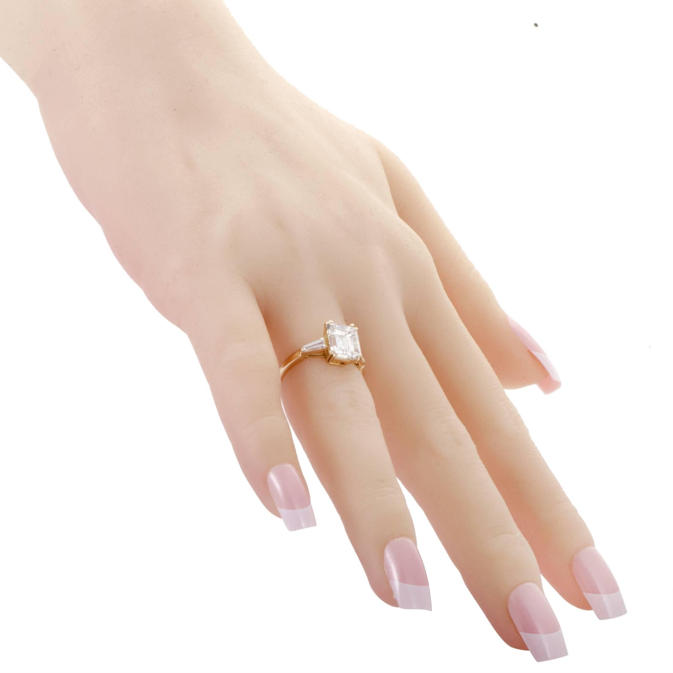 emerald cut engagement rings yellow gold