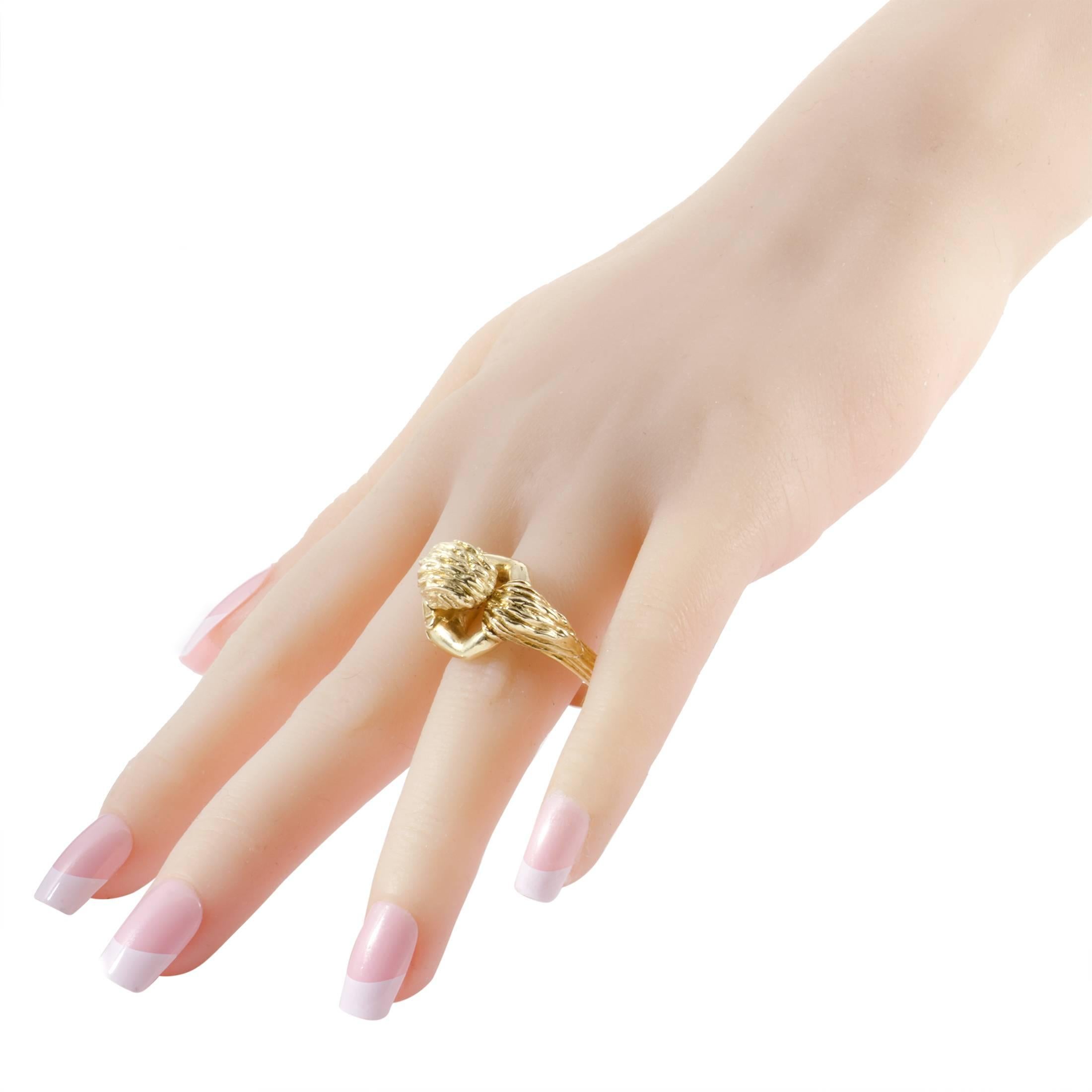 Women's or Men's David Webb Carved Yellow Gold Band Ring