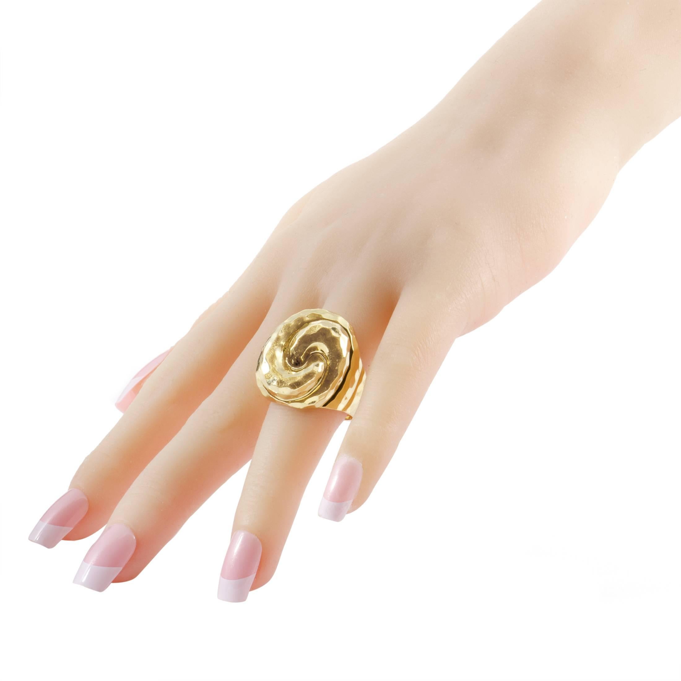Women's Henry Dunay Hammered Yellow Gold Cocktail Ring