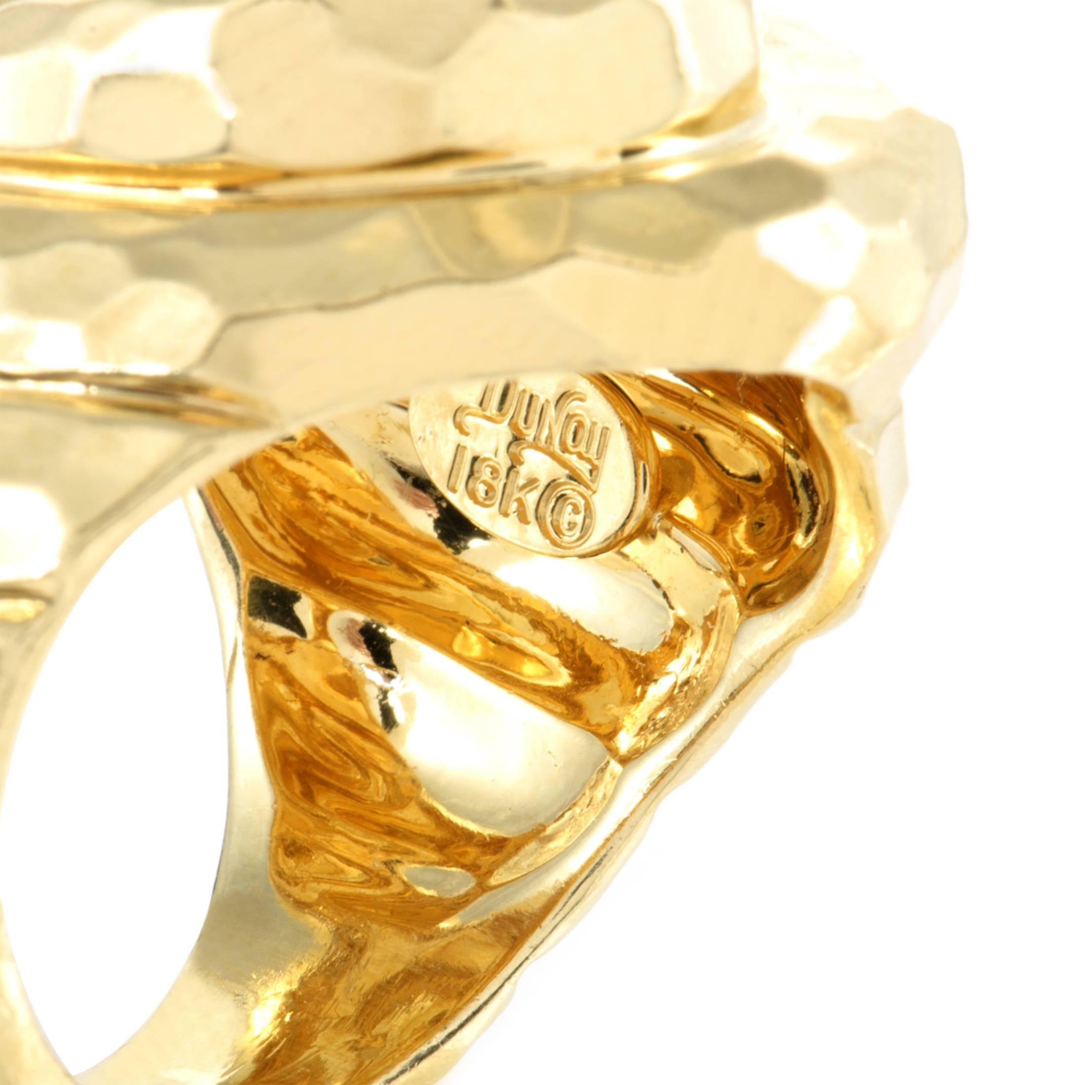 Henry Dunay Hammered Yellow Gold Cocktail Ring 1