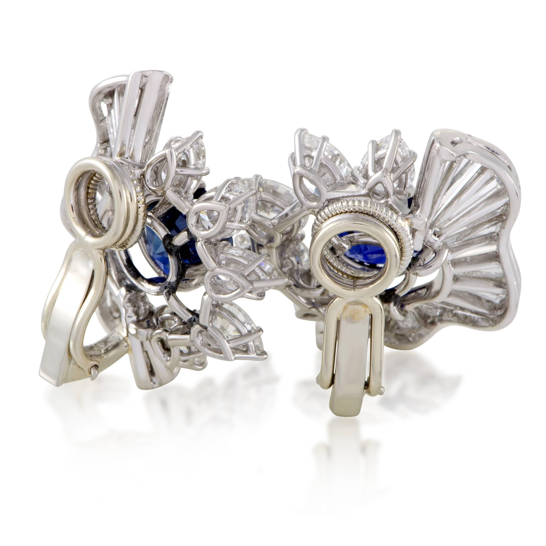 blue sapphire clip on earrings