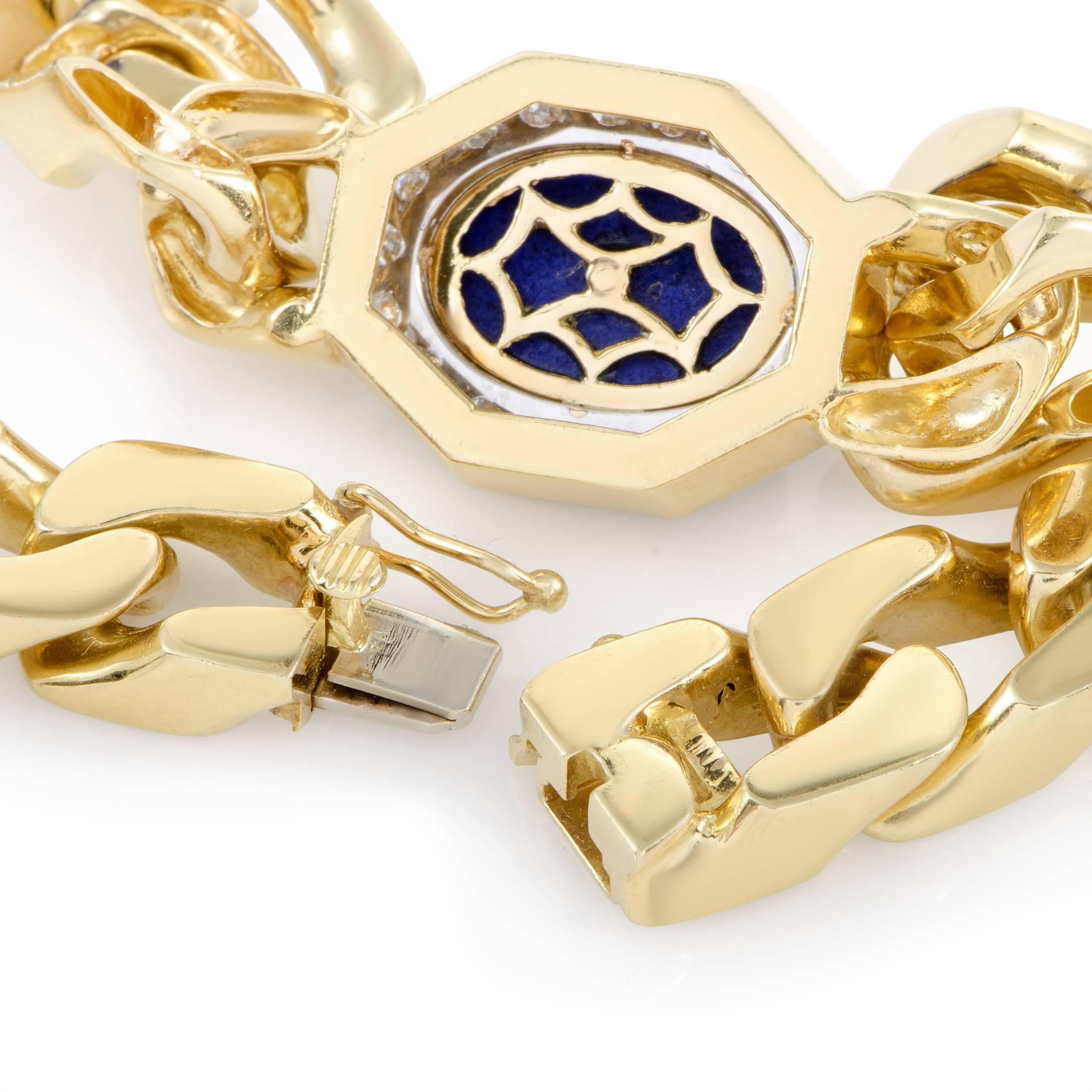 Women's Diamond and Lapis Lazuli Yellow and White Gold Choker Necklace