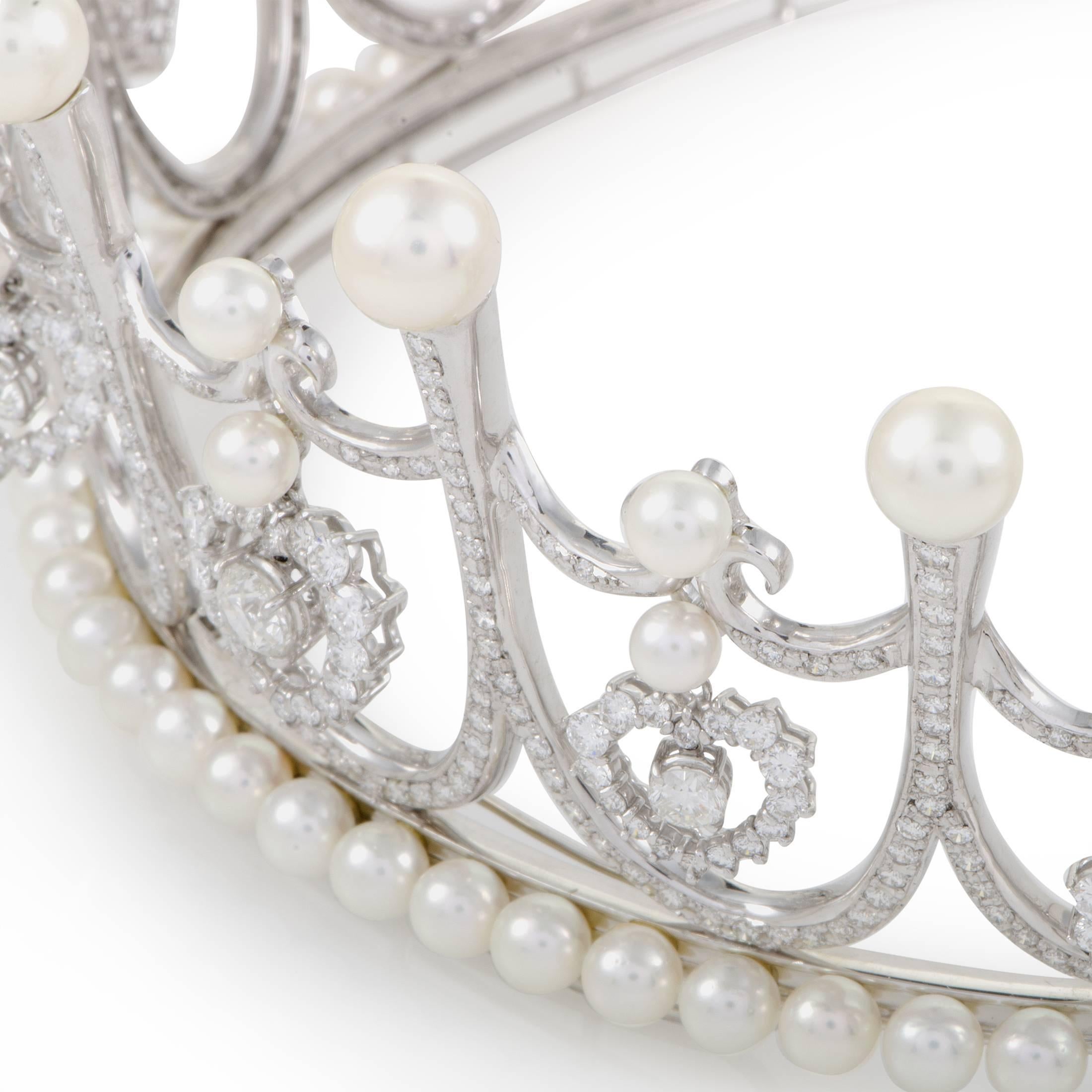 Diamond and Pearl White Gold Tiara 1