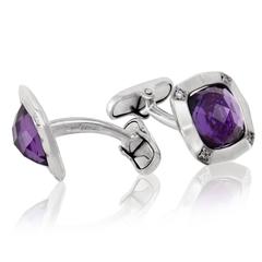 Brioni Diamond and Amethyst White Gold Cufflinks