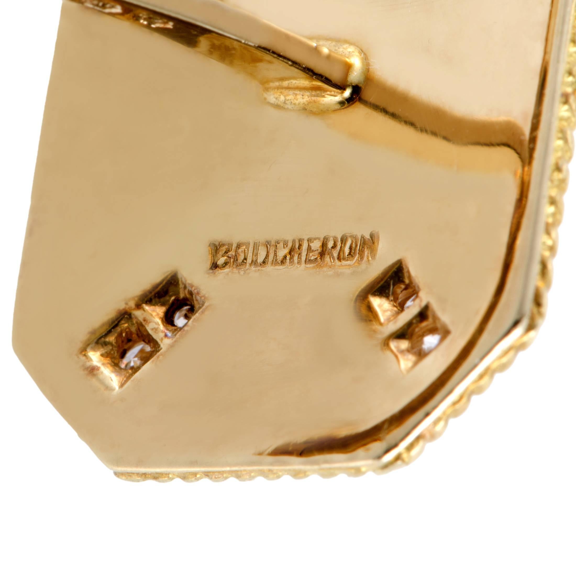 Boucheron  Diamond Gold Men's Place Vendome  Cufflinks In Excellent Condition In Southampton, PA