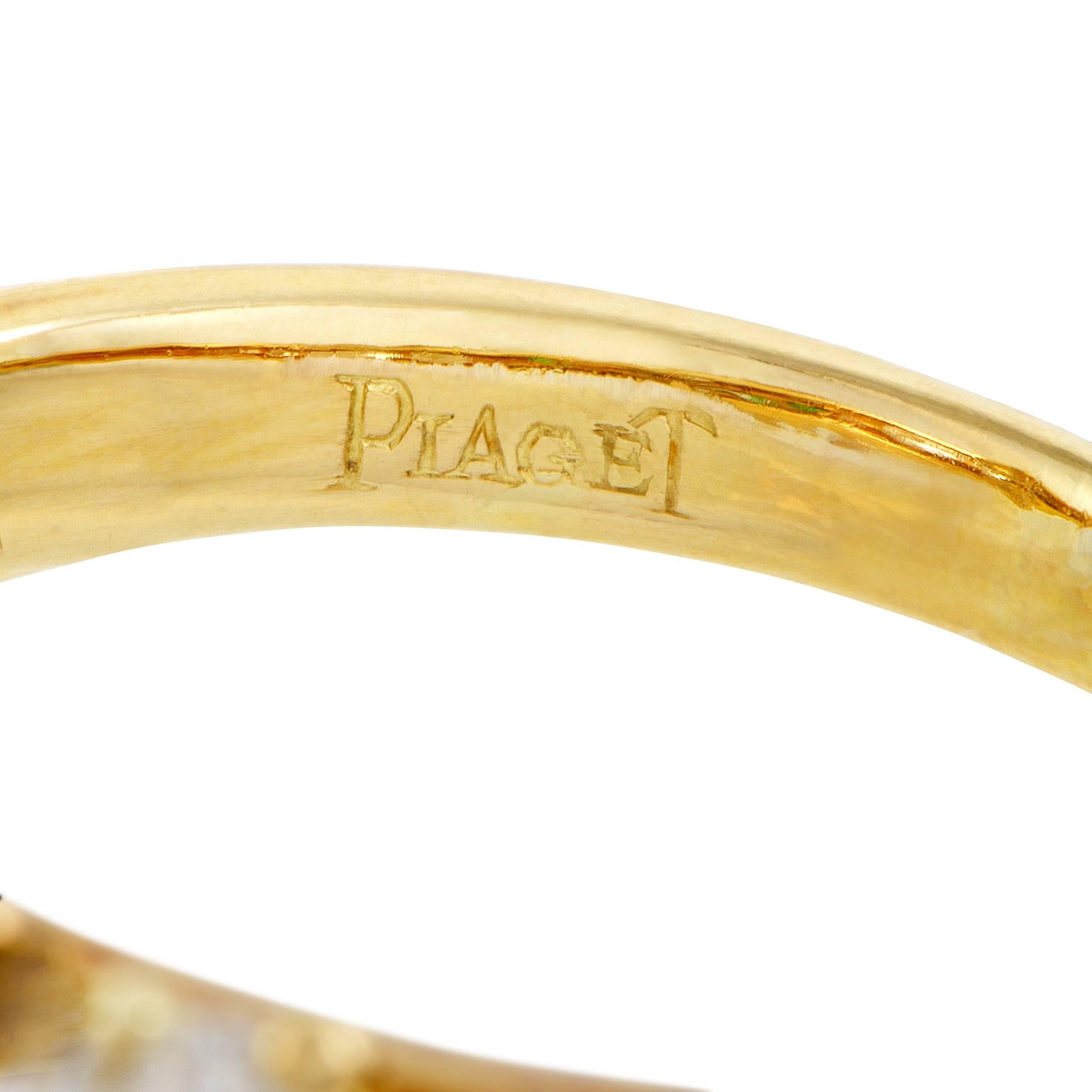 Women's Piaget Diamond and Emerald 18 Karat Yellow Gold Ring