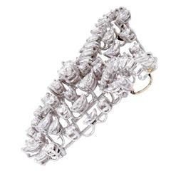 Diamond Cluster Platinum Brooch Pendant