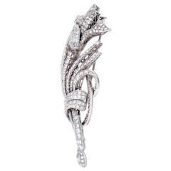 Full Diamond Pave White Gold Flower Brooch